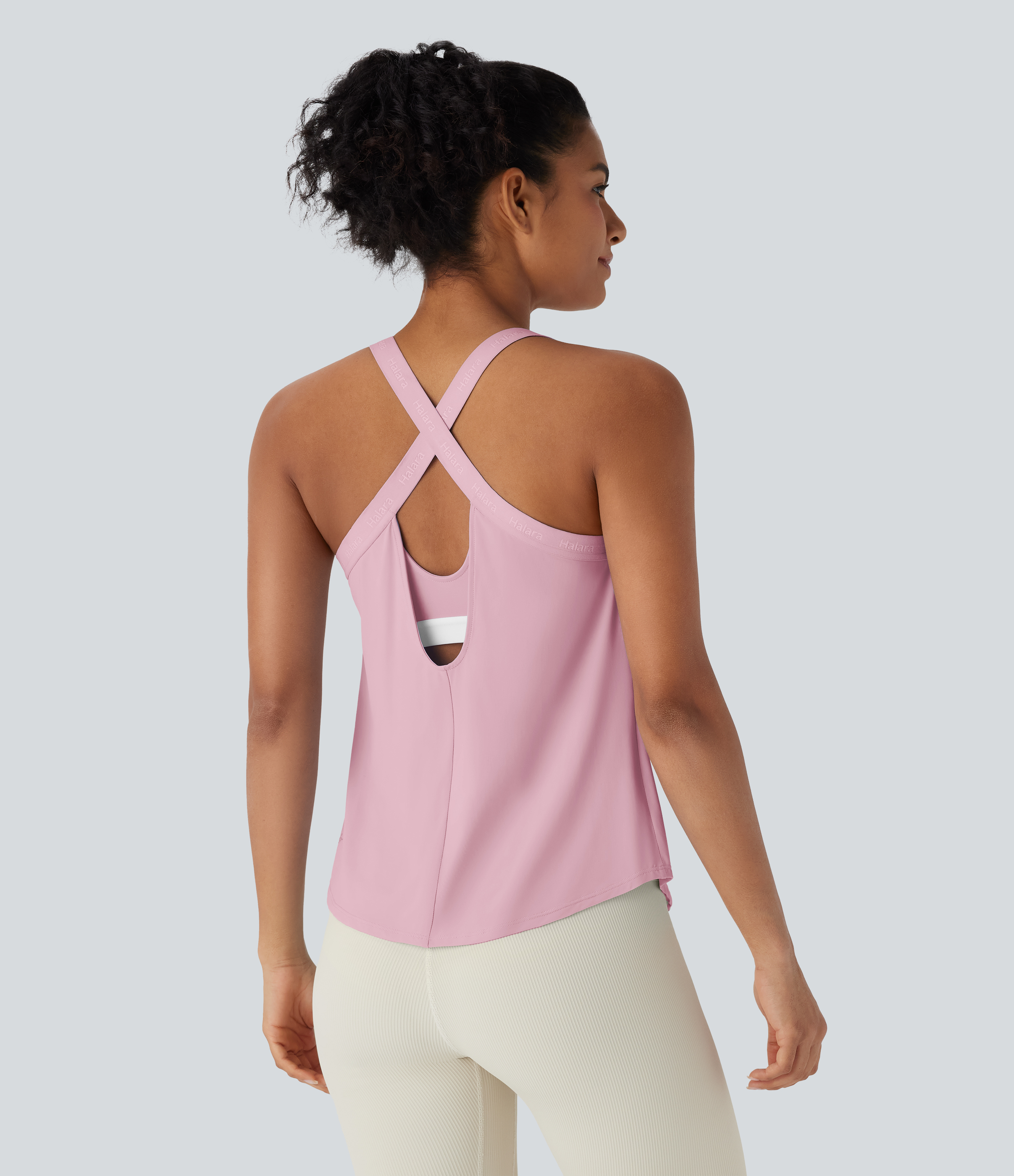 U Neck Curved Hem Cool Touch Yoga Tank Top-UPF50+