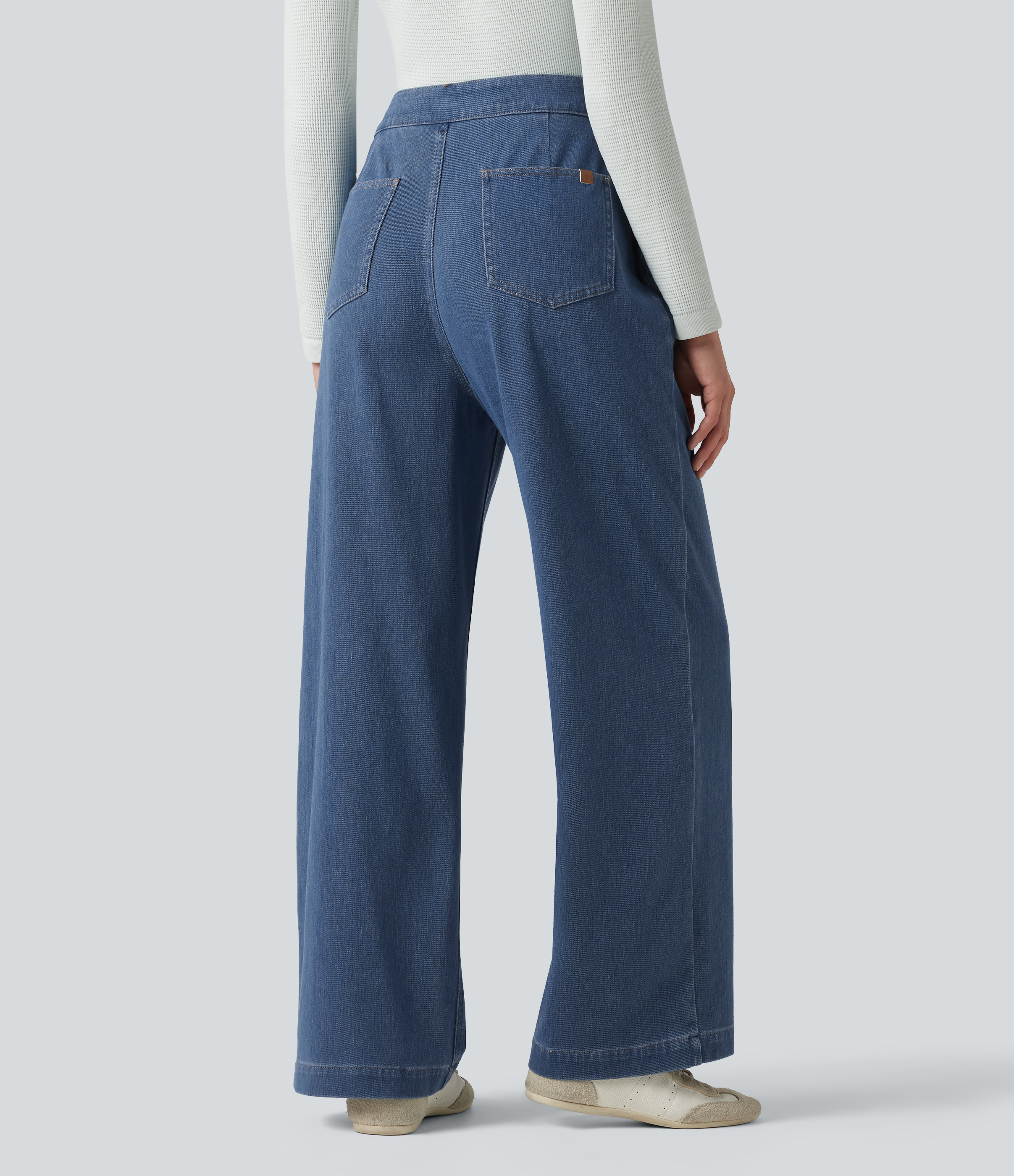 Estate Blue Denim Halara Flex™ Jean droit casual taille haute avec poches / 2