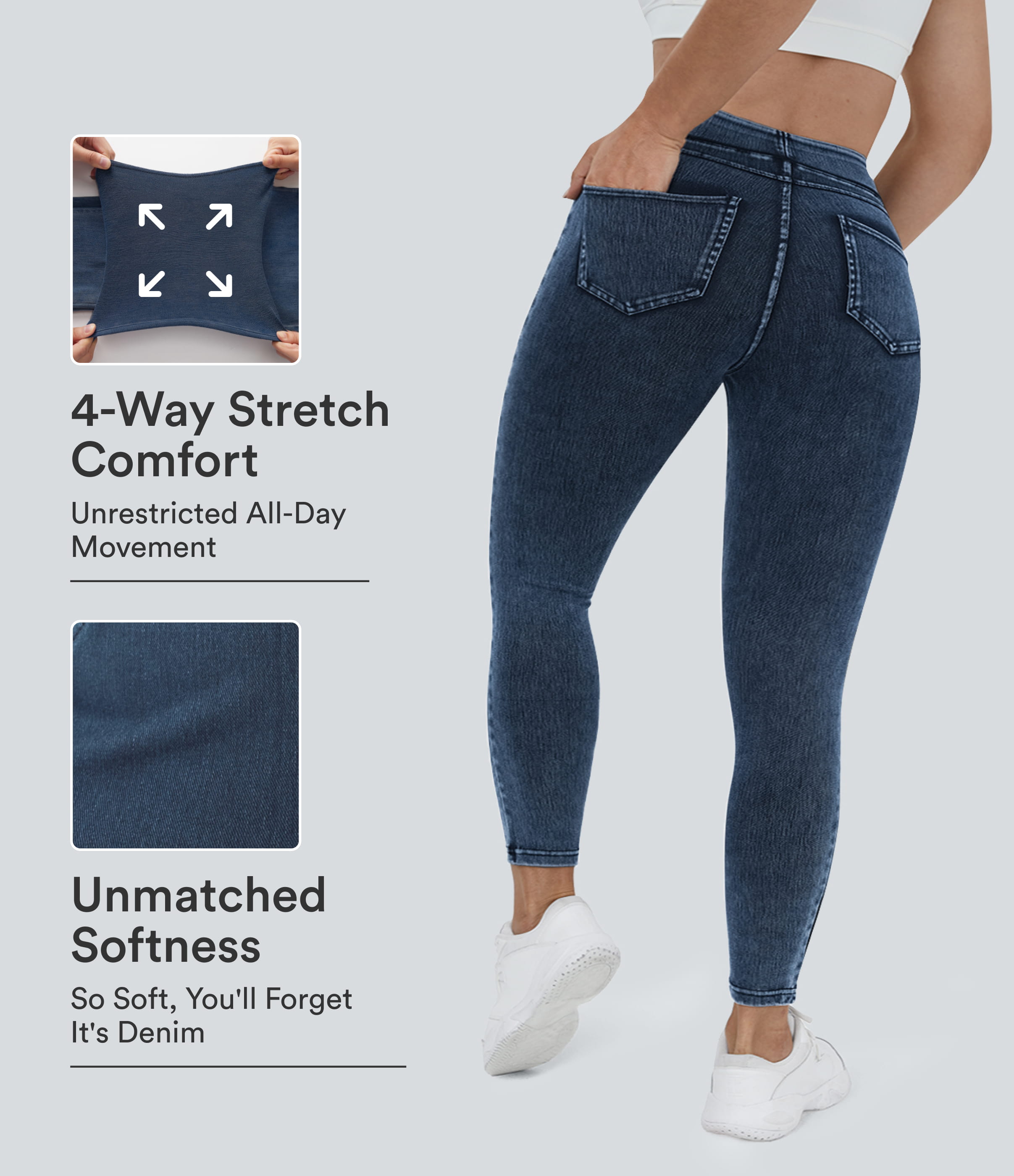 Halara Flex™ High Waisted Pocket Denim Plus Size Casual Leggings