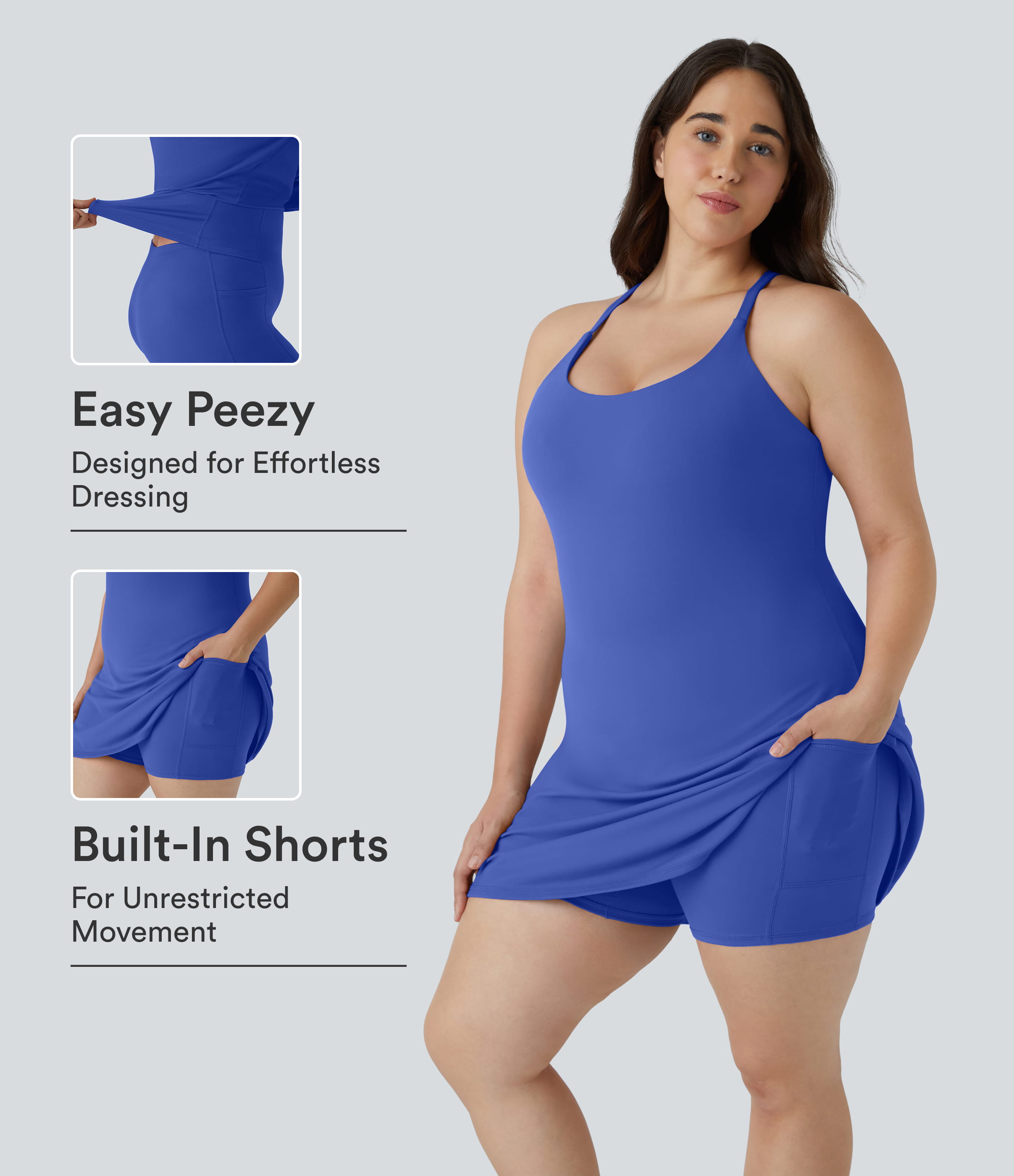 Everyday SoftlyZero™ Plush Backless 2-in-1 Flare Workout Plus Size Dress-Wannabe-Easy Peezy