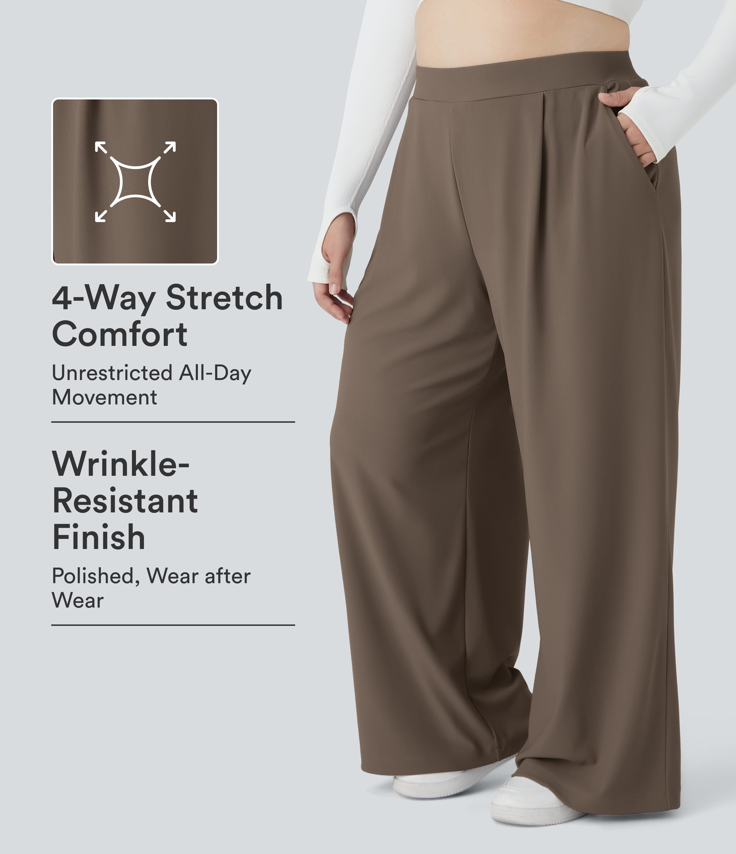 Halara Flex™ High Waisted Body Sculpt Waist-Slimming Pocket Wide Leg Micro Waffle Plus Size Work Pants