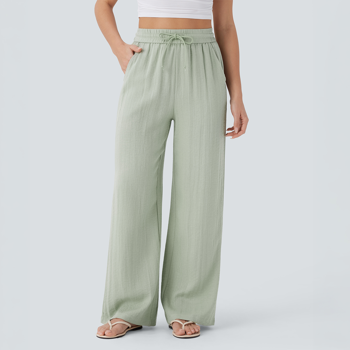 Linen-Feel Pants