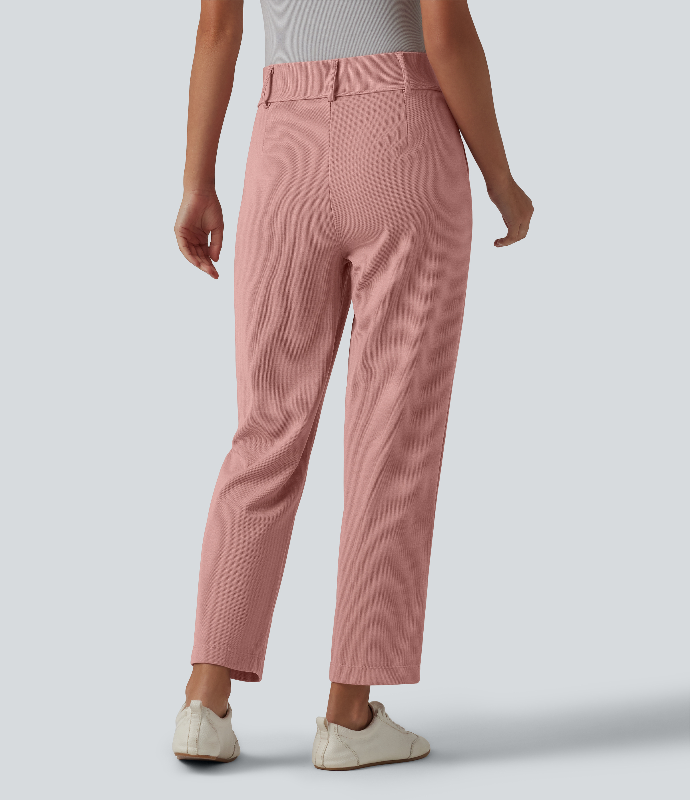 Rose Tan Halara Flex™ High Waisted Tapered Waffle Work Pants with Pockets / 2