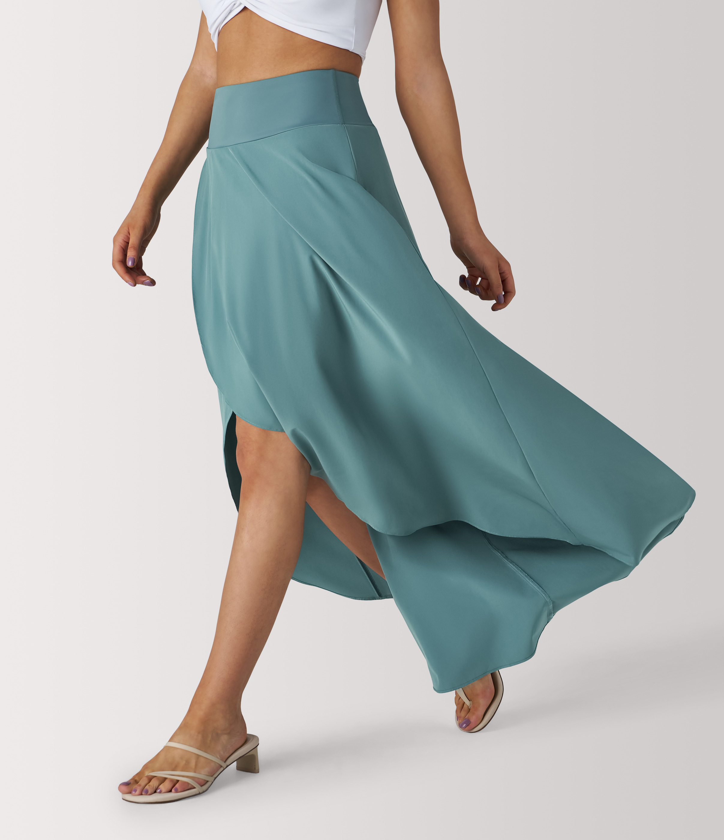 Breezeful™ High Waisted High Low Ruffle 2-in-1 Flowy Quick Dry Casual Regular Maxi Skirt