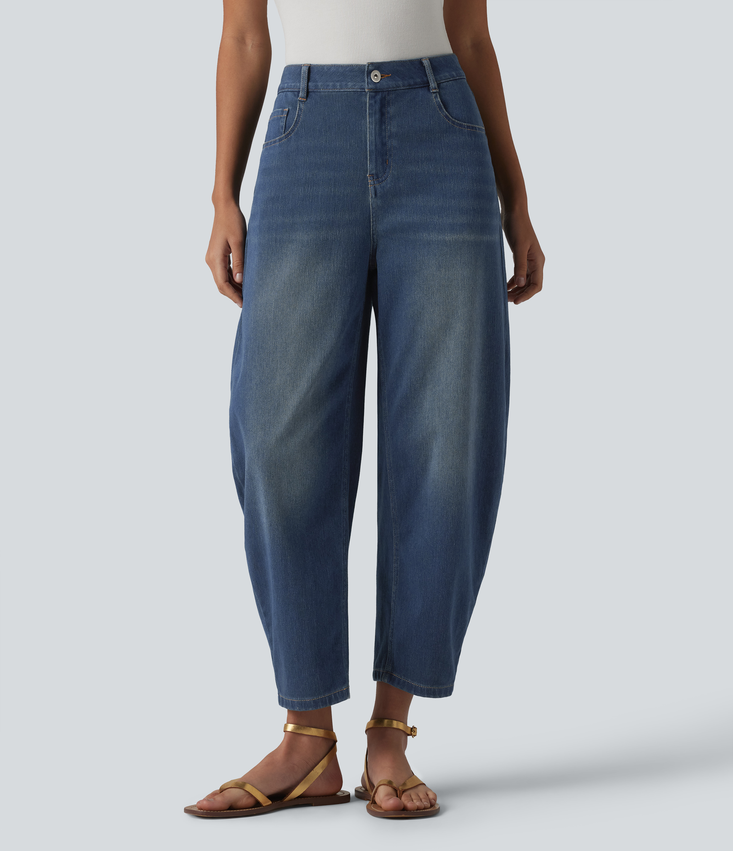 Halara Flex™ Jean barrel coupe tonneau taille mi-haute avec poches