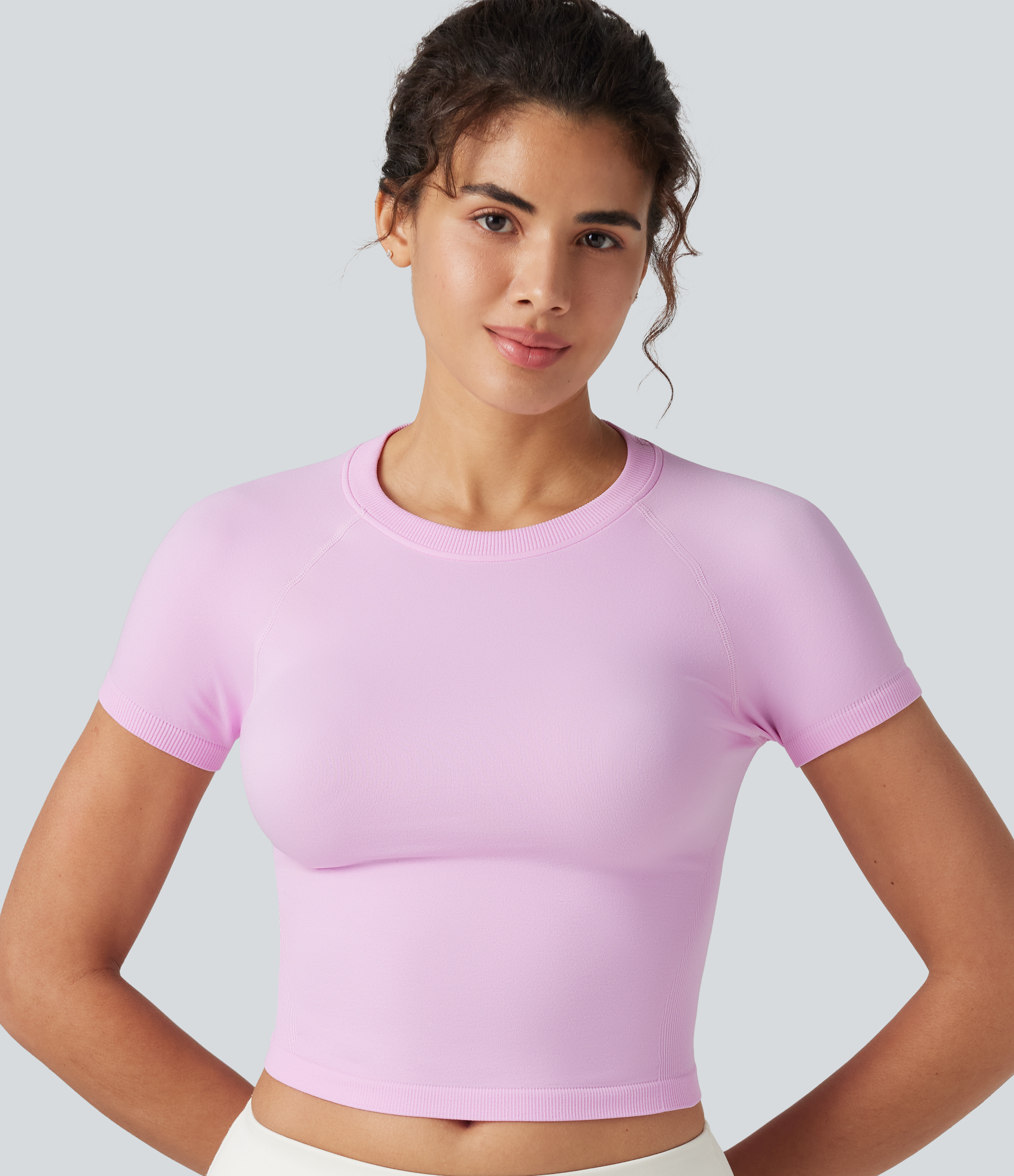 OneForm Seamless Flow Round Neck Raglan Short Sleeve Slim Yoga Sports Top
