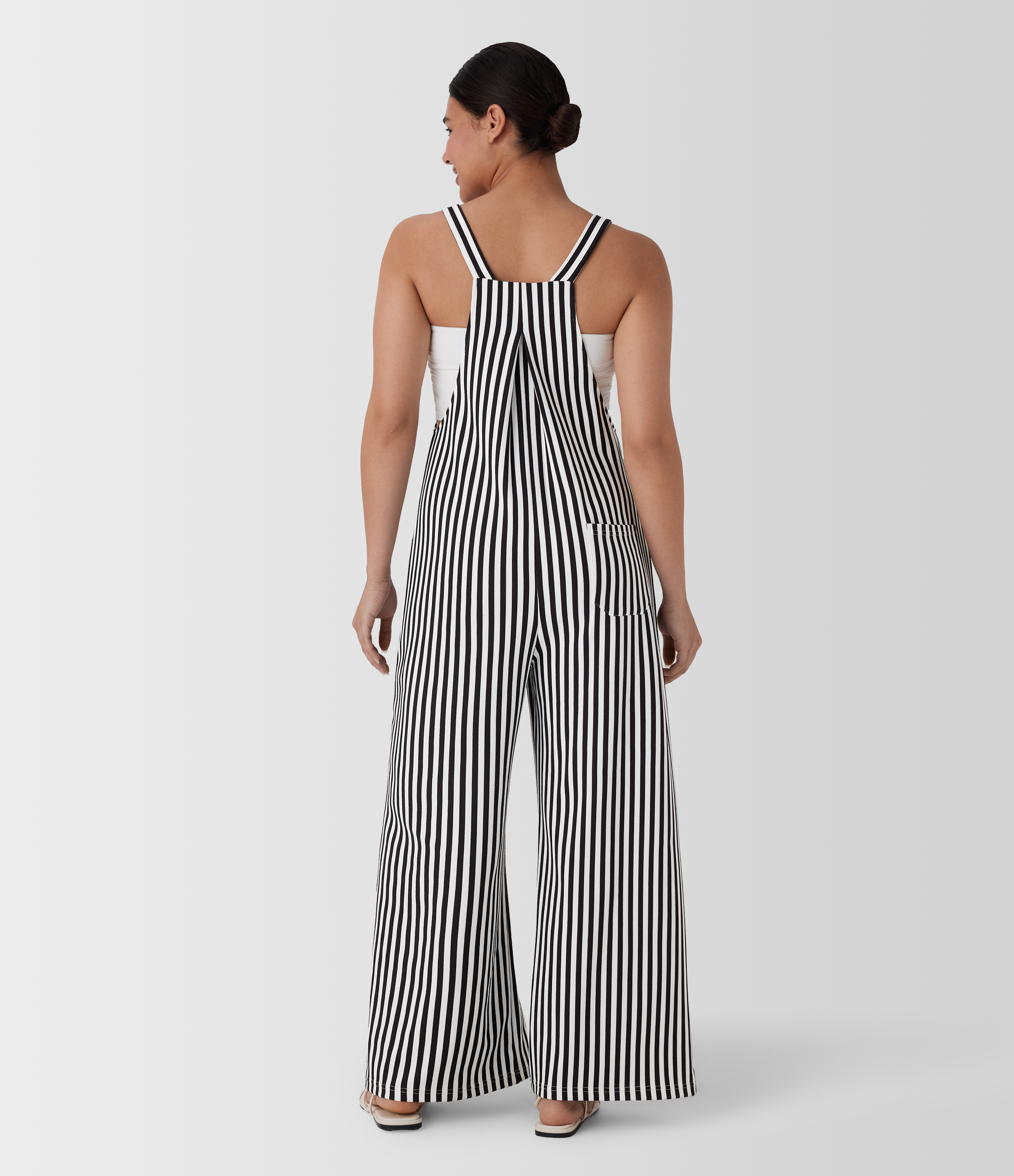 Pockets Stripe Waffle Overalls