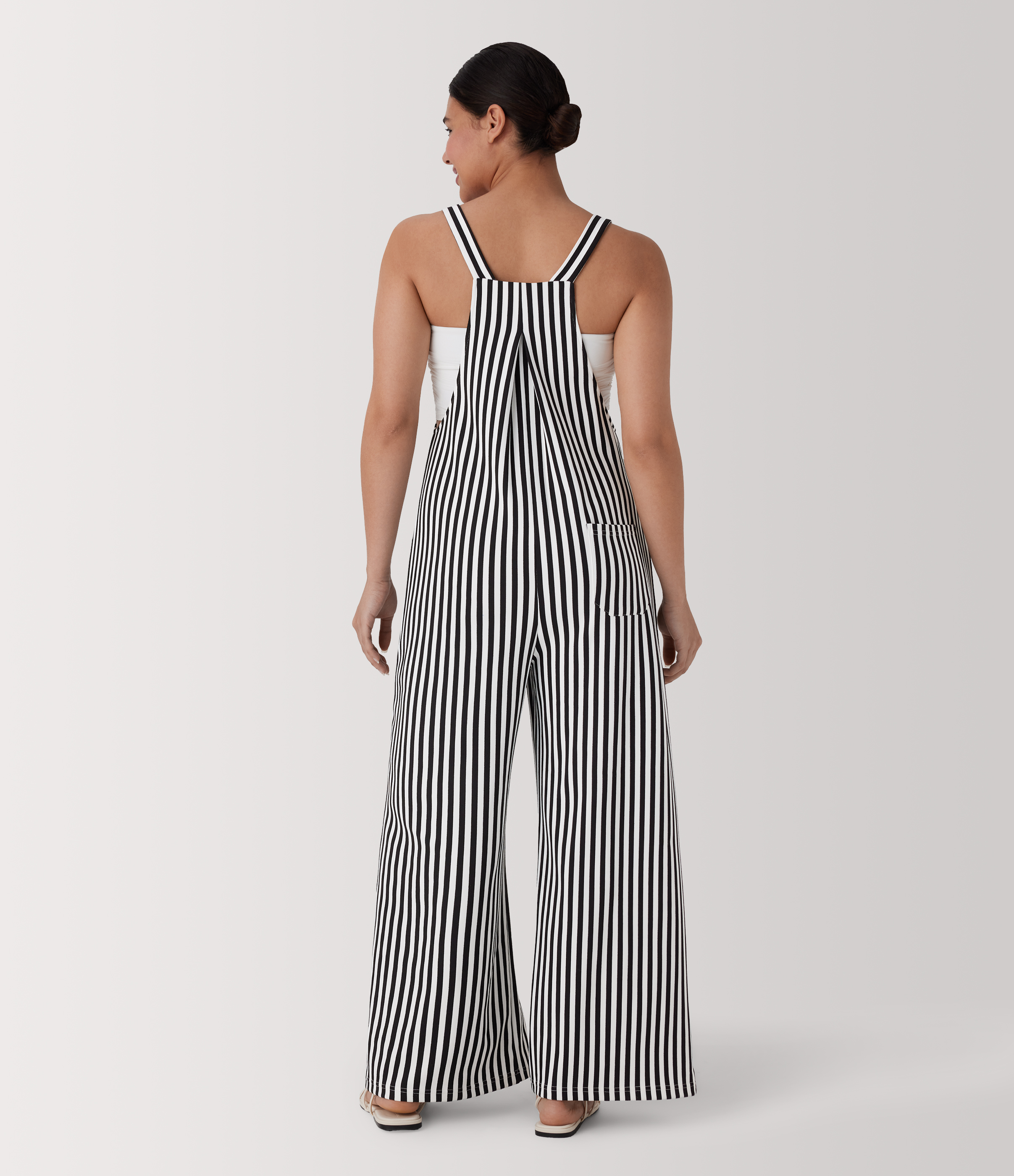 Pockets Stripe Waffle Overalls