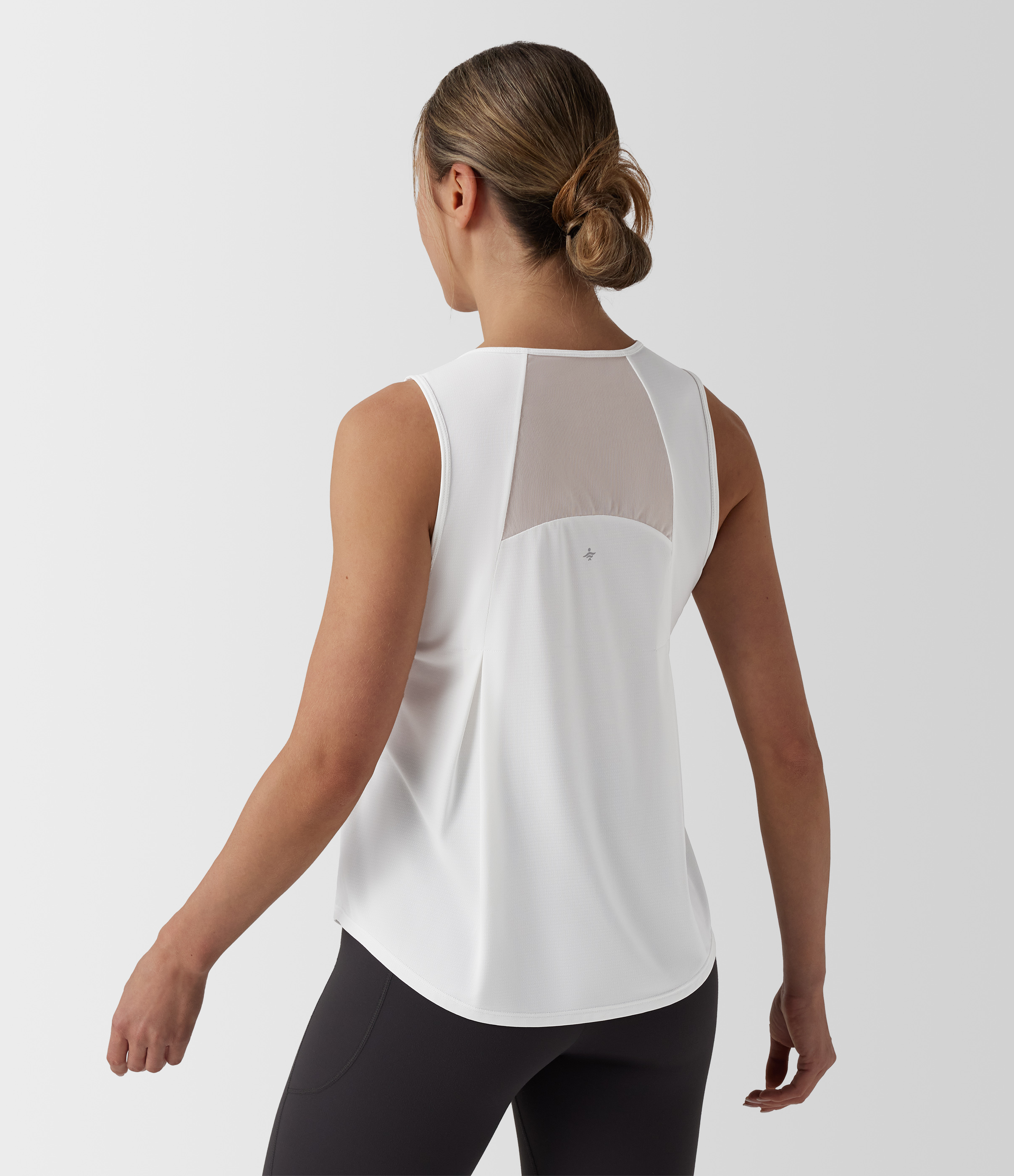 Contrast Mesh Curved Hem Running Tank Top