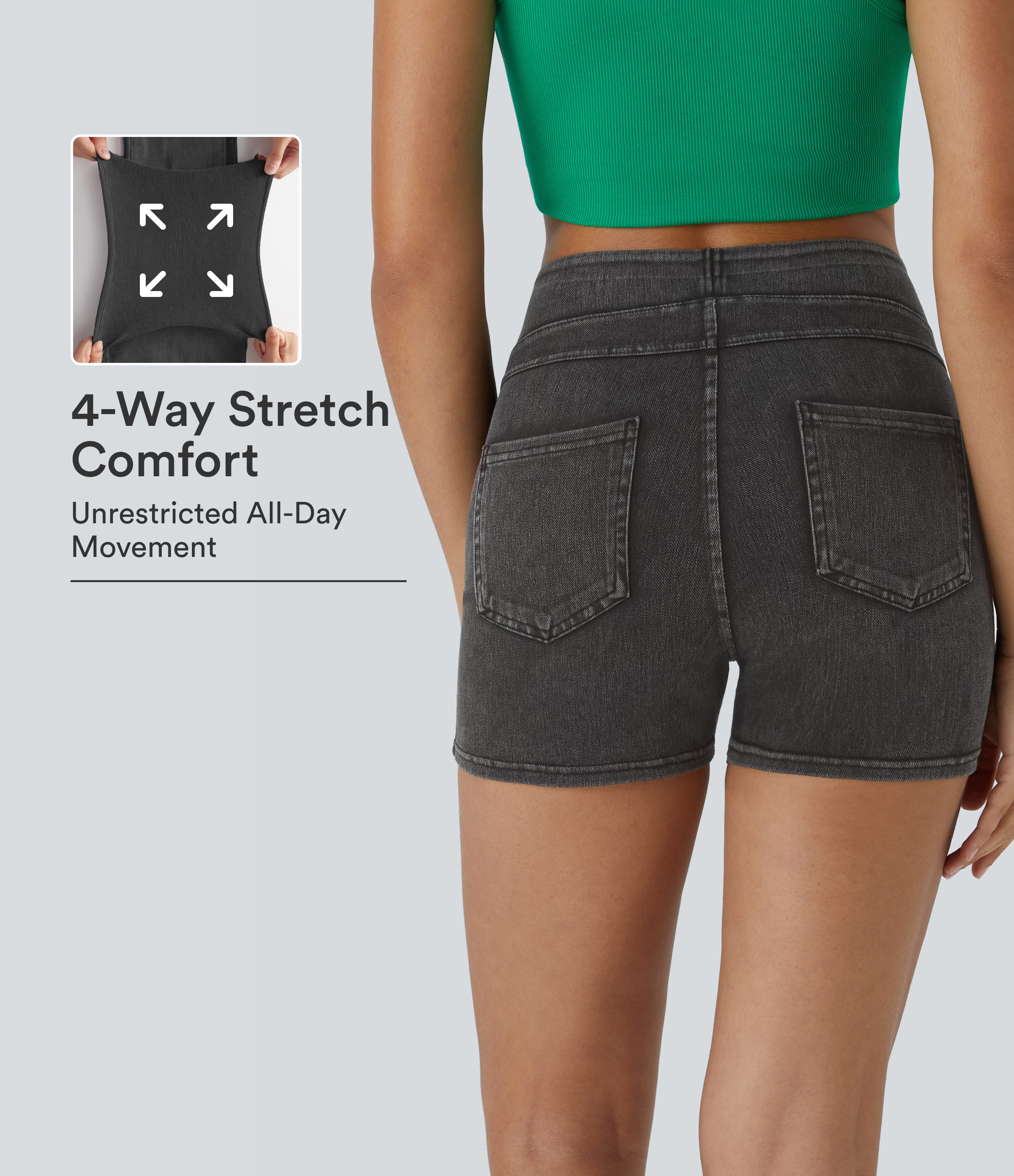 Halara Flex™ High Waisted Pocket Denim Casual Shorts 3"