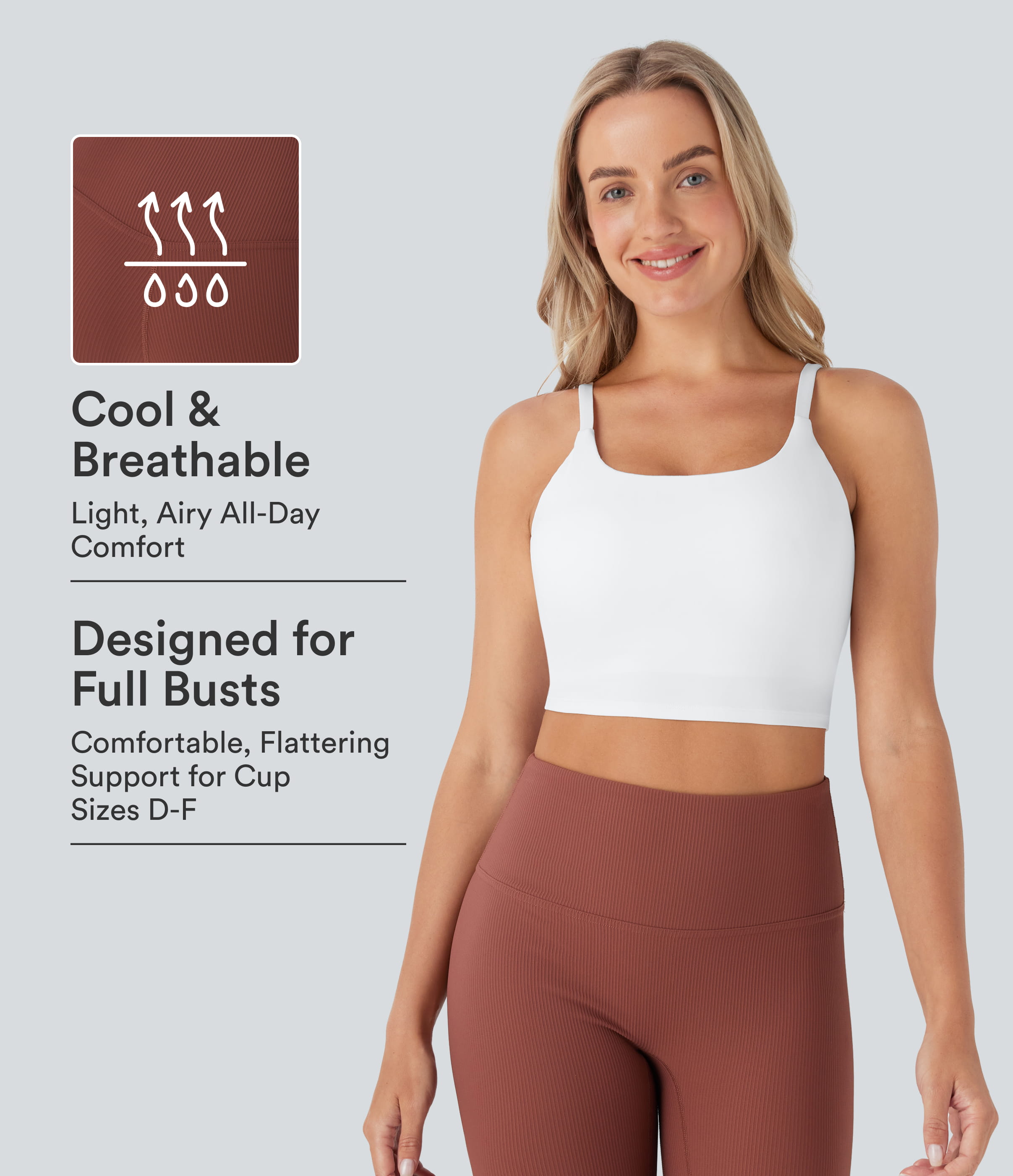 SoftlyZero™ Plush Basic Padded Cropped Low Support Running Cami Top D-F Cups