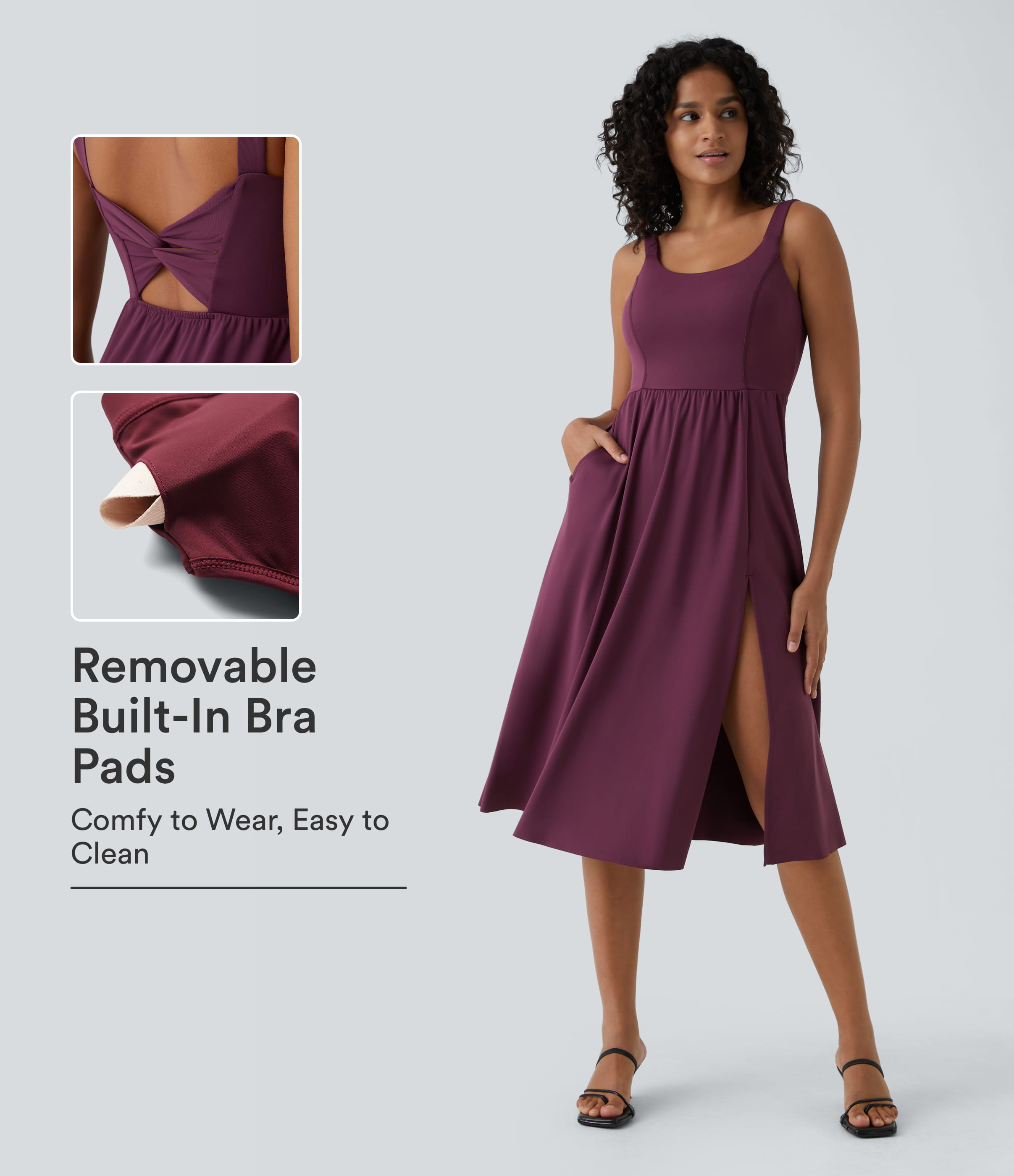 Vestido casual midi acolchado con copas A-C