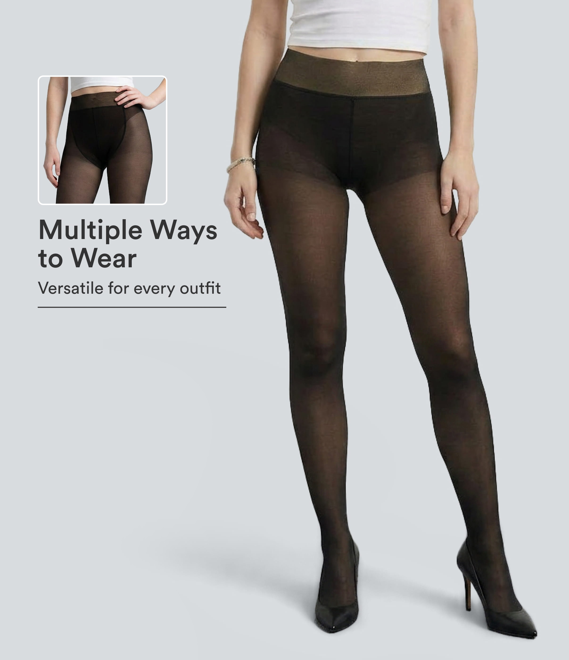 Mid Rise 2-in-1 Casual Tights-Front and Back Wearable