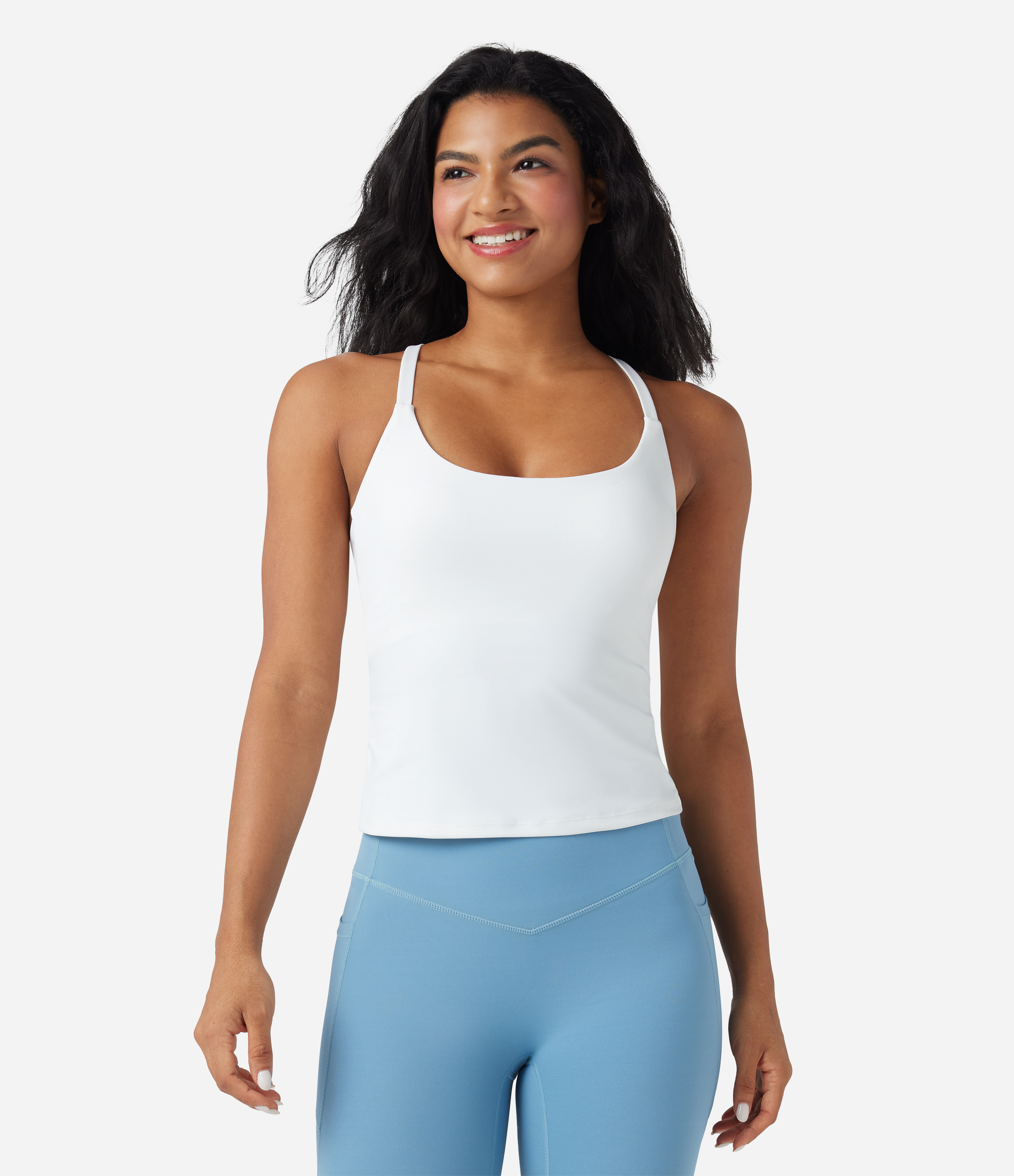 Scoop Neck Crisscross Back Crossover Hem Yoga Cami Top