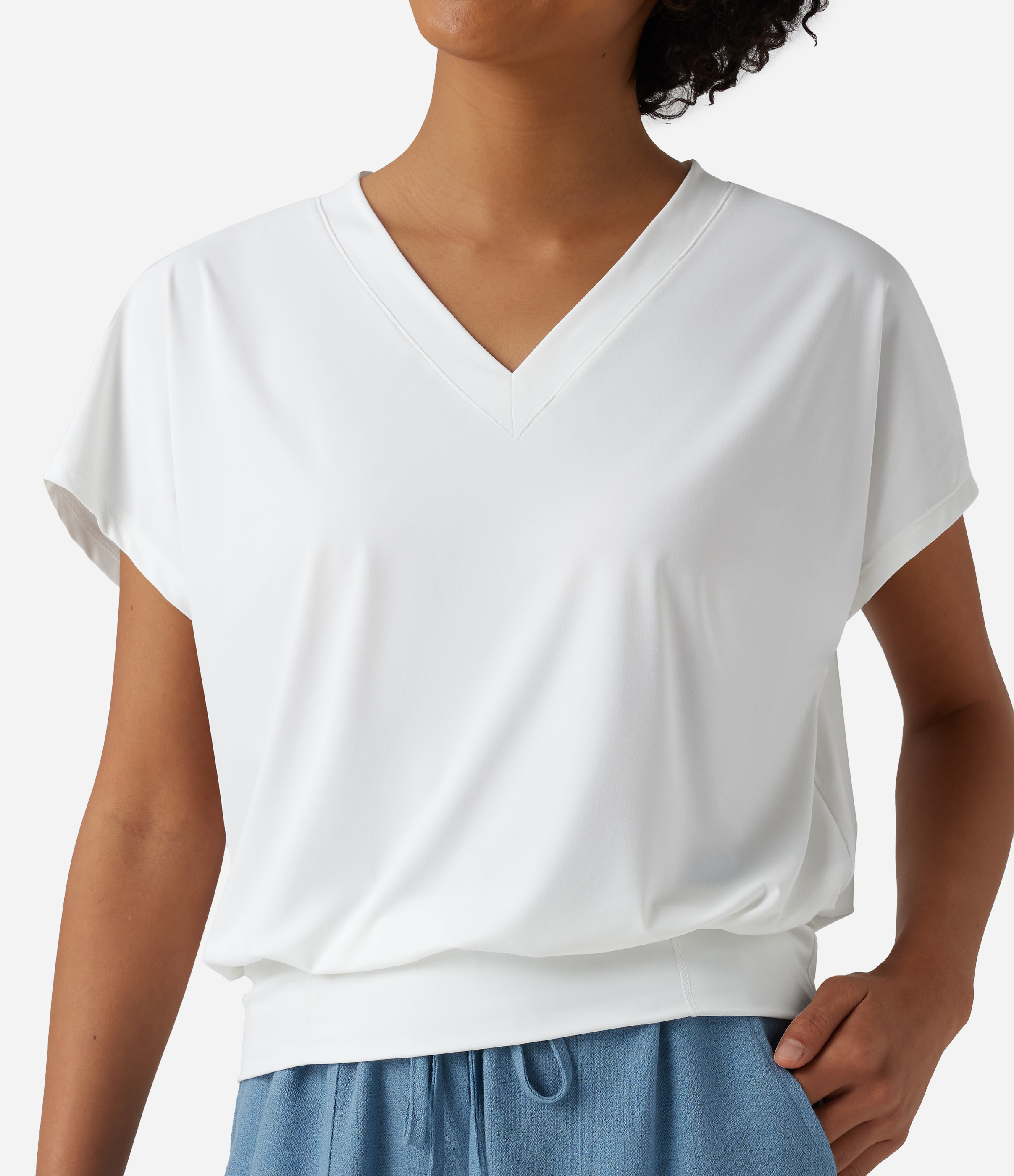 V Neck Short Sleeve Oversized Cool Touch Quick Dry Yoga Sports Top