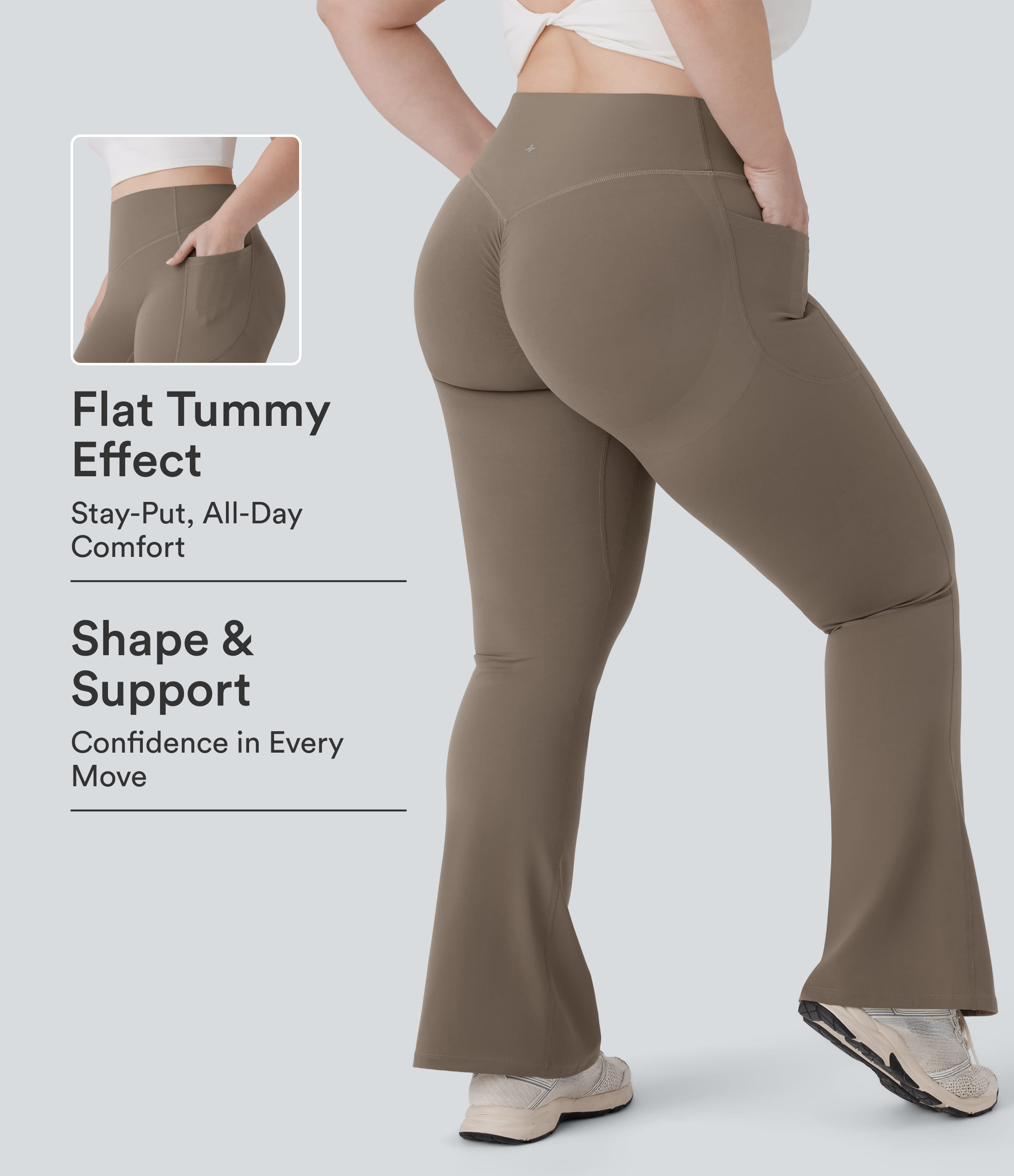 Halara UltraSculpt™ High Waisted Scrunch Butt Lifting Tummy Control Pocket Shaping Yoga Bootcut Plus Size Leggings