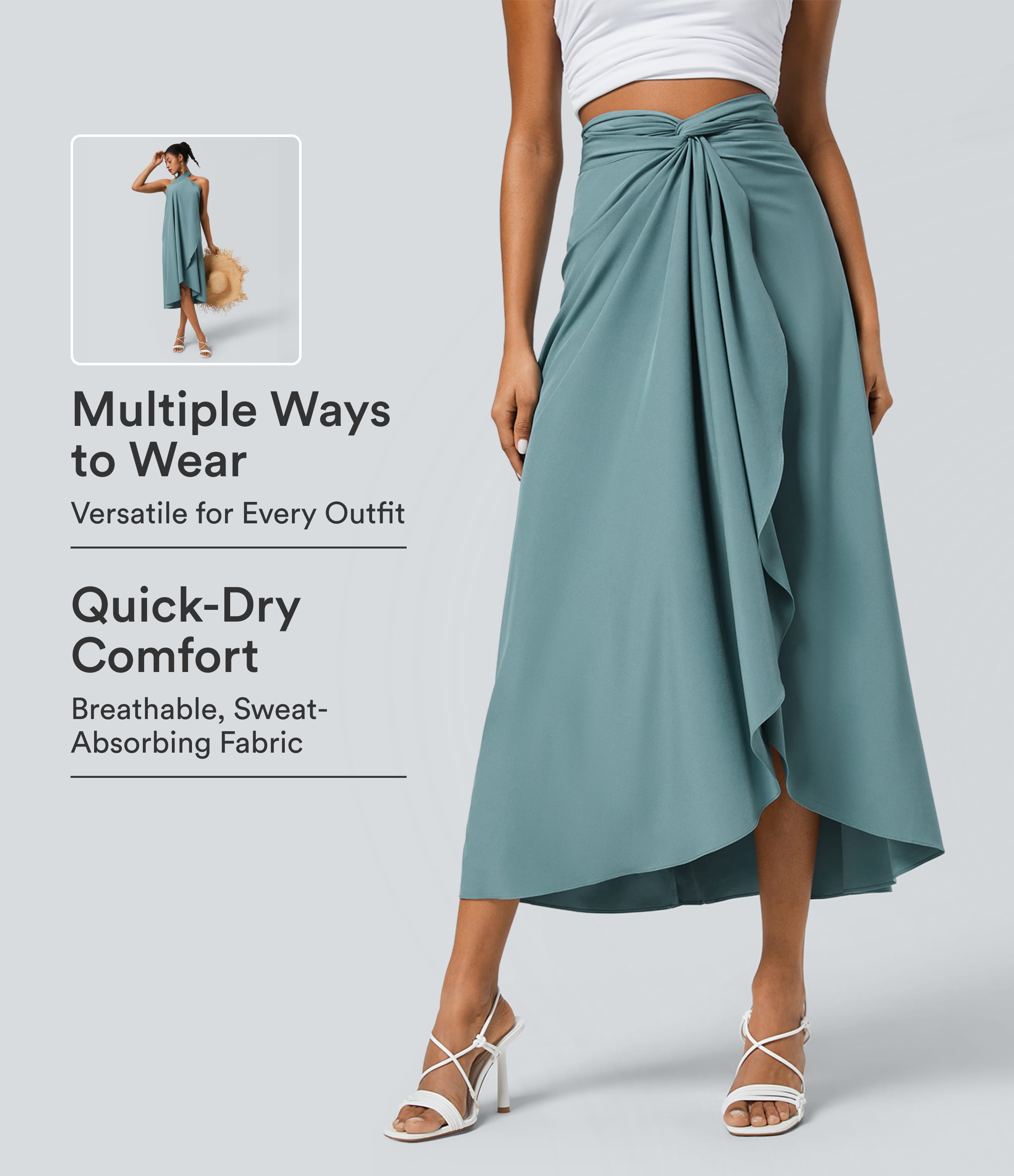 Breezeful™ High Waisted Wrapped Tie Back Quick Dry Skirt