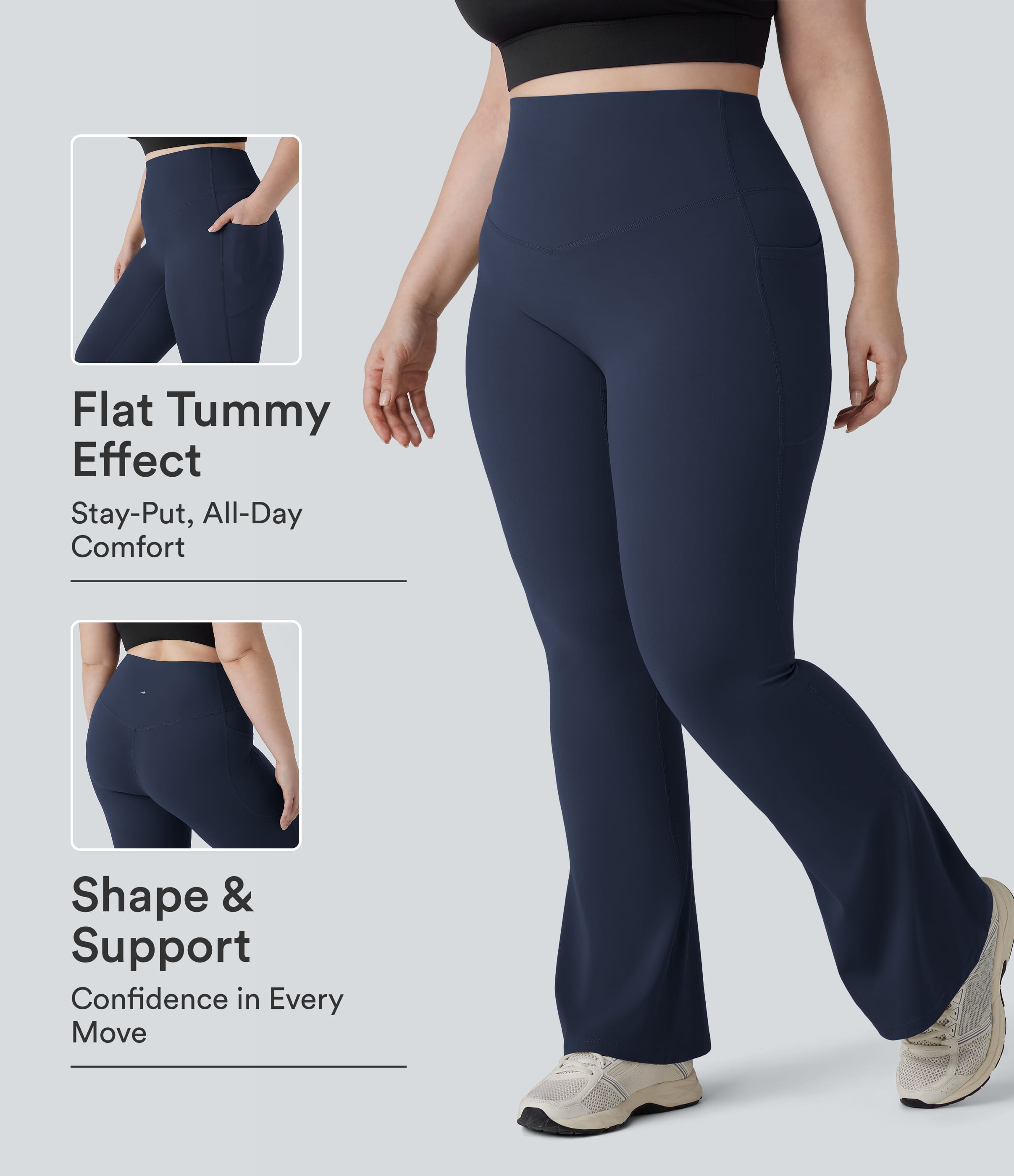 Halara UltraSculpt™ High Waisted Tummy Control Pocket Shaping Yoga Bootcut Plus Size Leggings