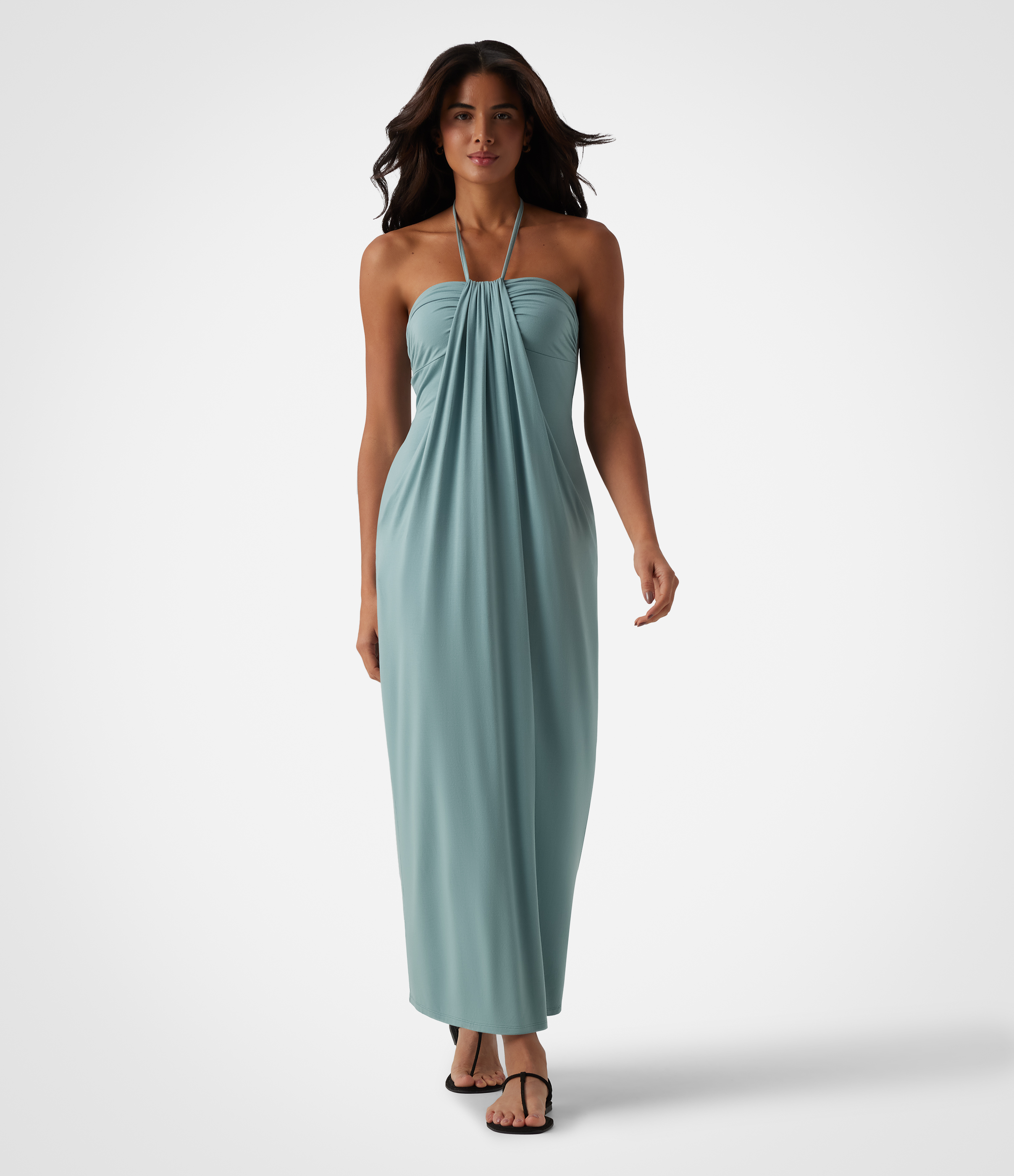 Halter Tie Back Maxi Dress with Pockets