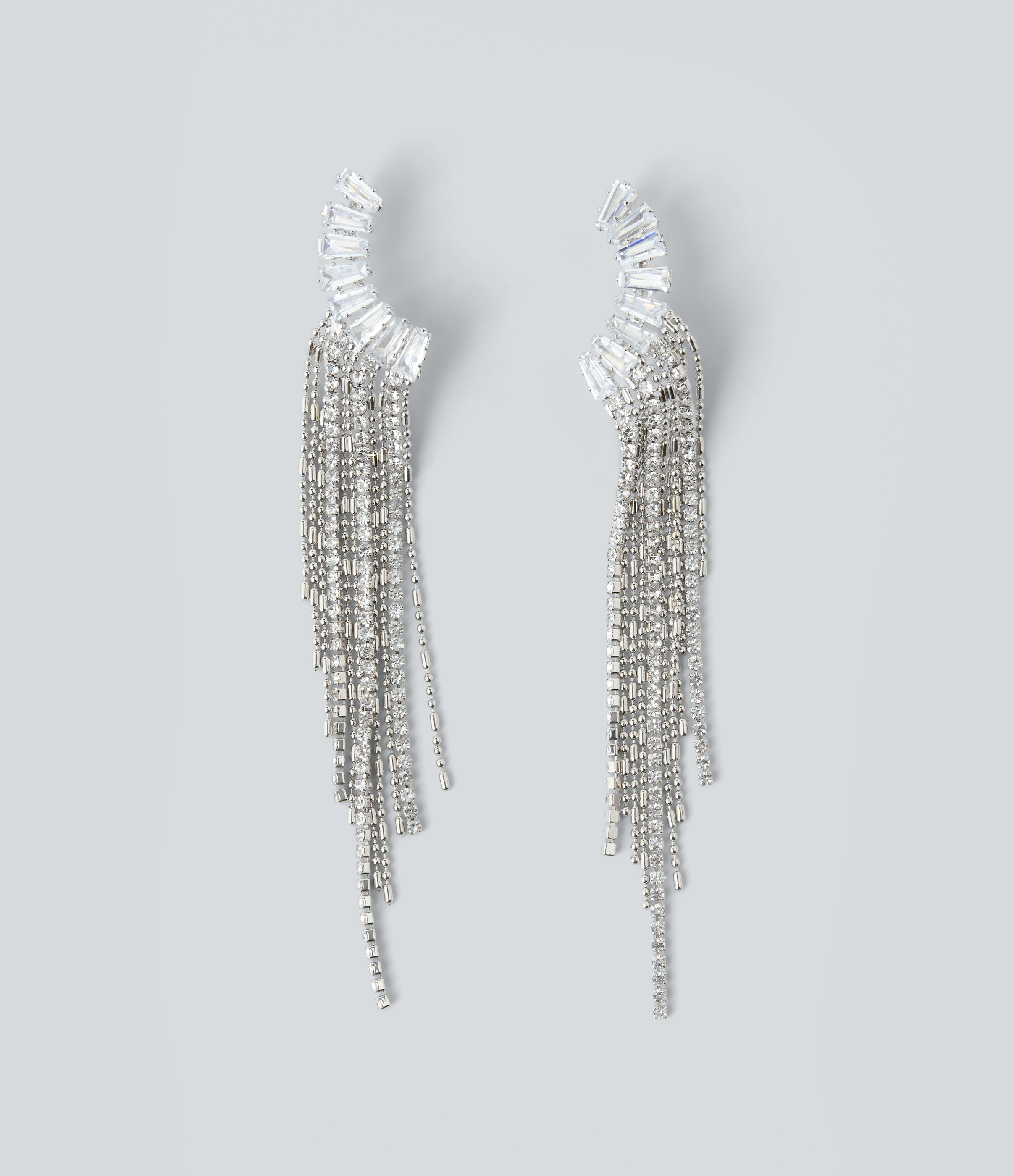 Rhinestone Tassel Long Earrings