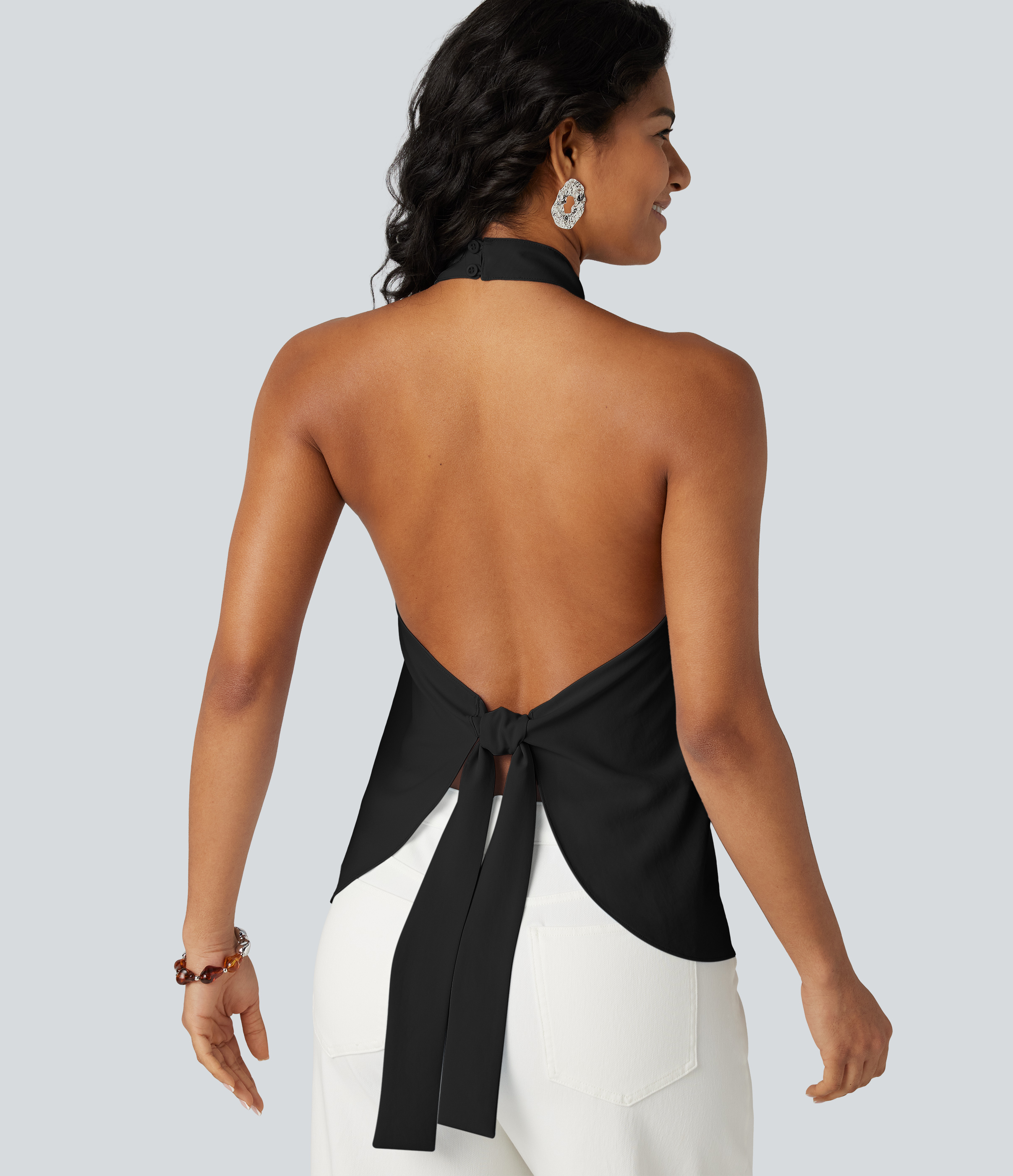 Rückenfreies, bindbares, lässiges Neckholder-Top