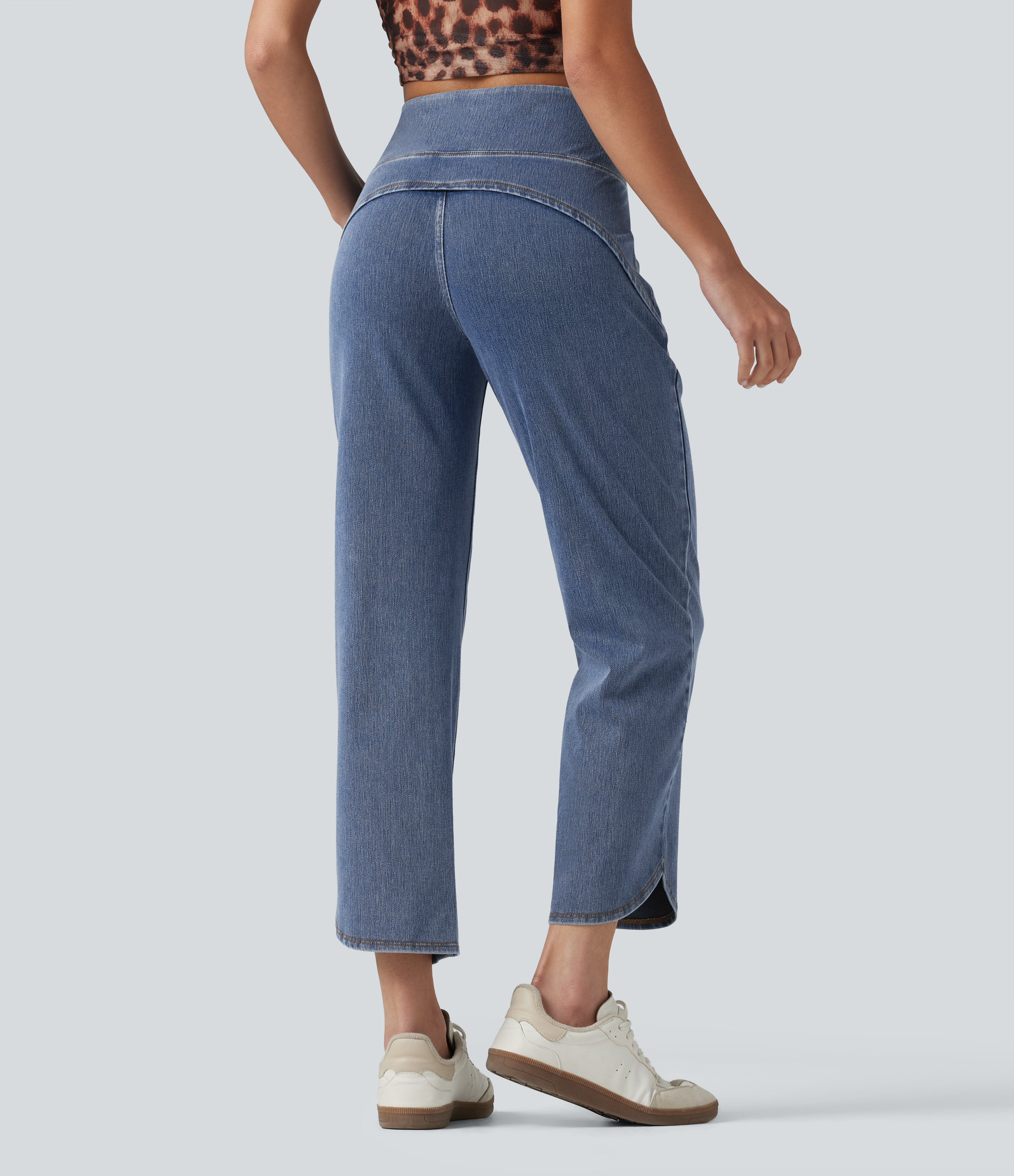 Halara Flex™ High Waisted Tummy Control Curved Hem Skinny Casual 7/8 Jeans with Pockets