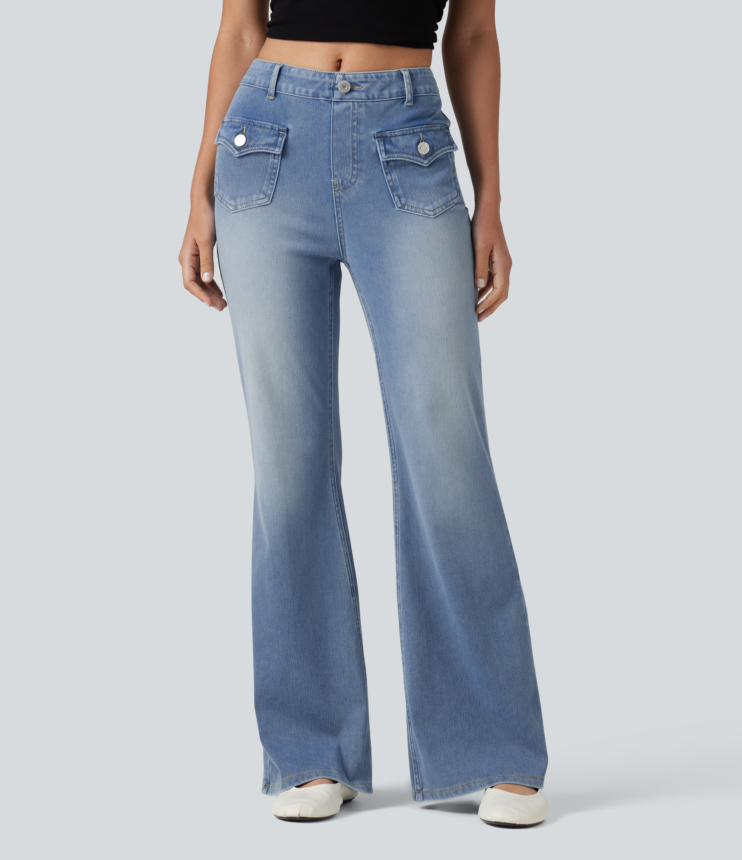 Halara Flex™ Mid Rise Casual Flare Jeans with Pockets