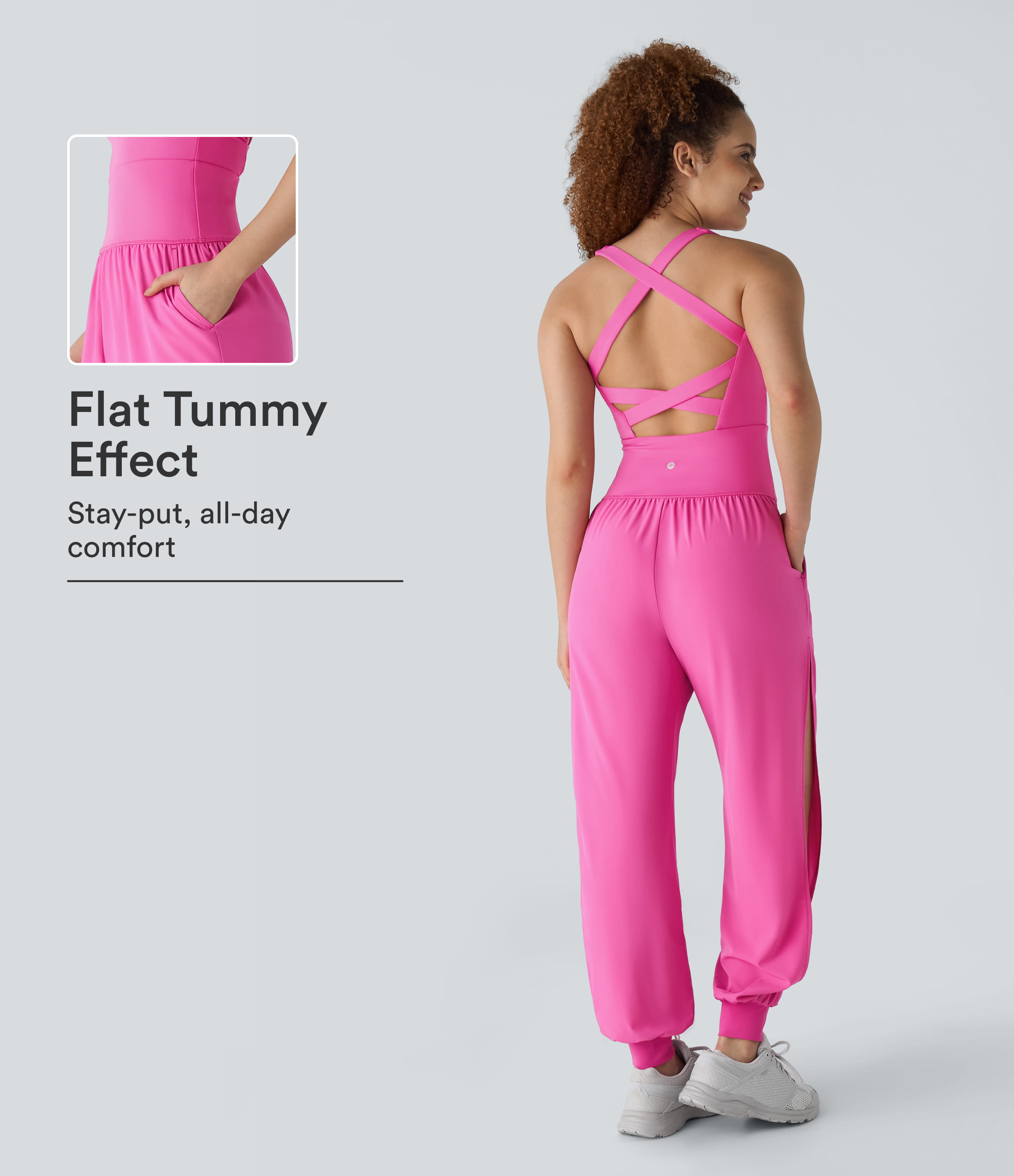 Tummy Control Pocket Cut Out Quick Dry Tennis Jumpsuit