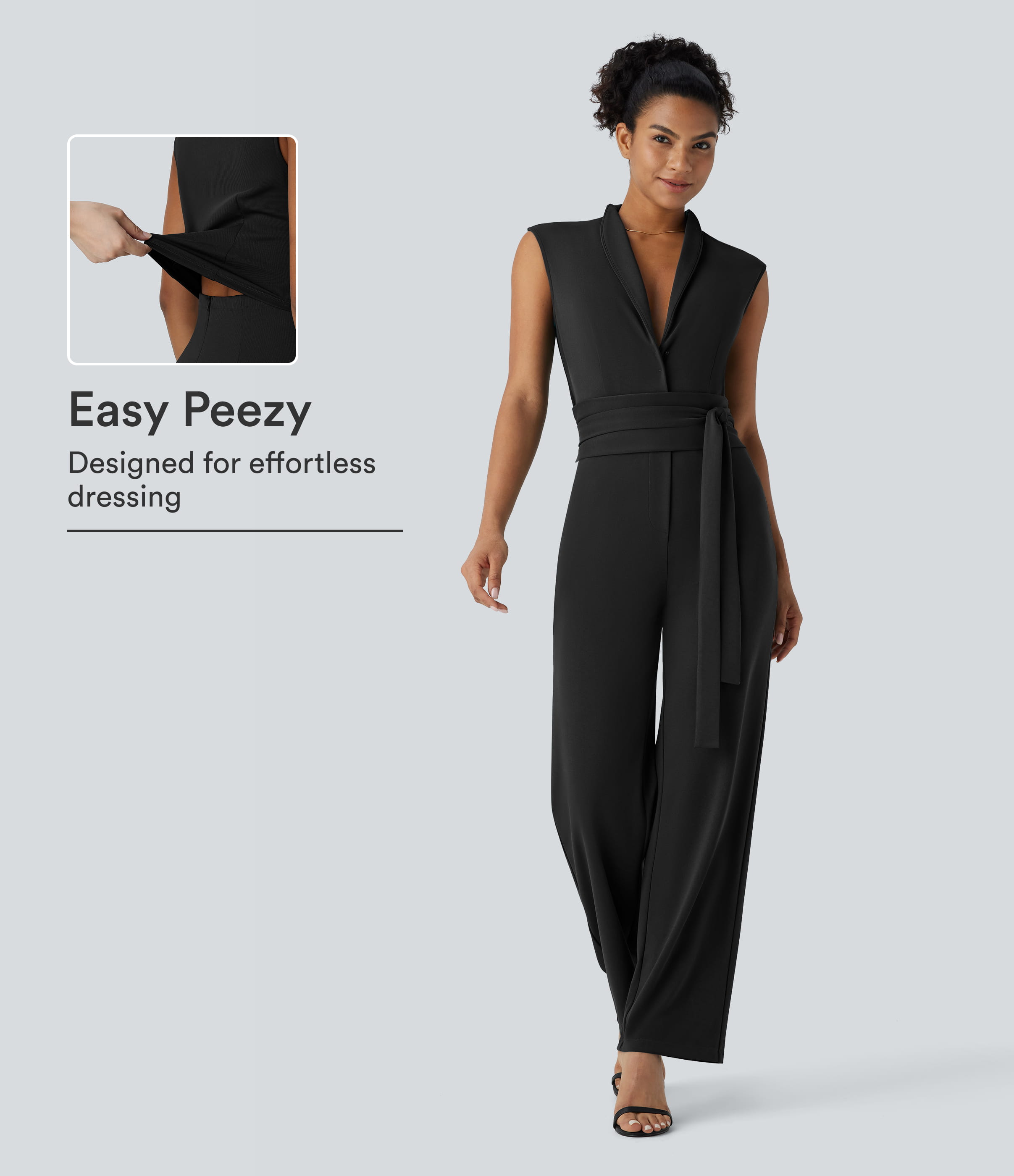 Sleeveless Belted Pocket Work Jumpsuit-Easy Peezy Edition