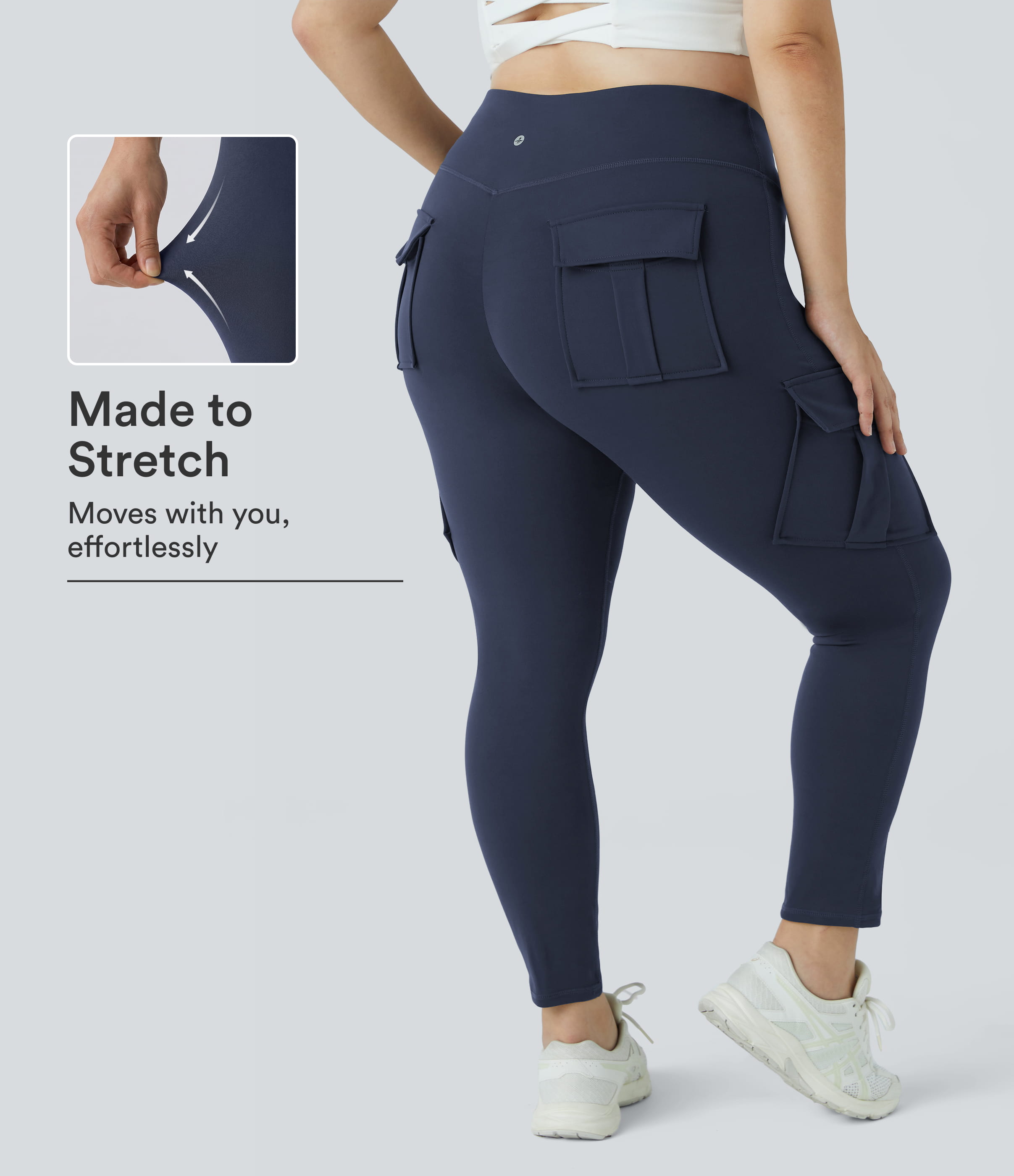 DayStretch High Waisted Cargo Pocket Skinny Yoga Plus Size 7/8 Leggings