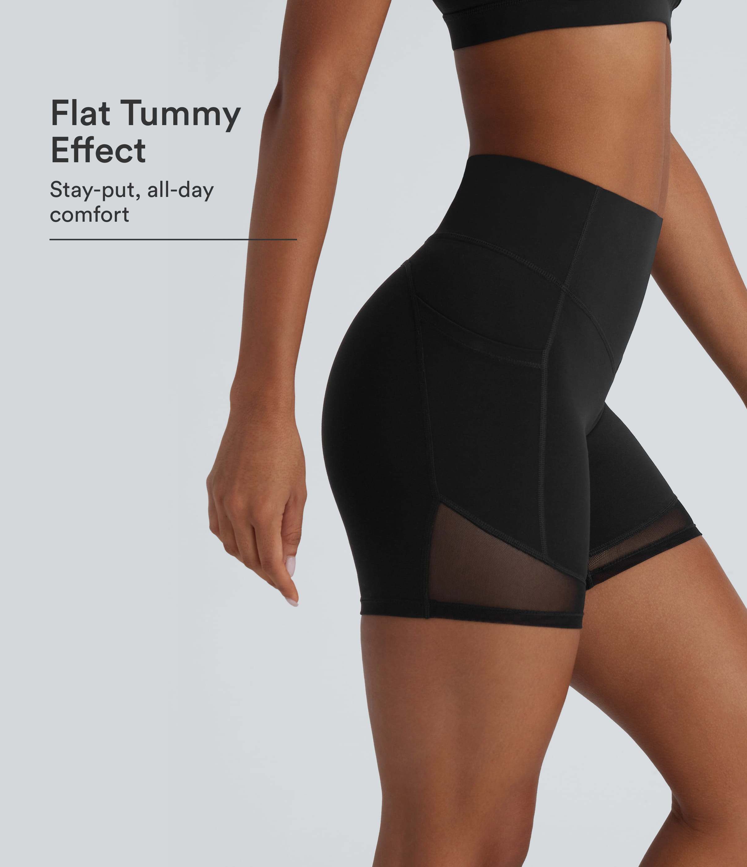Halara UltraSculpt™ High Waisted Tummy Control Pocket Contrast Mesh Shaping Workout Biker Shorts 5''