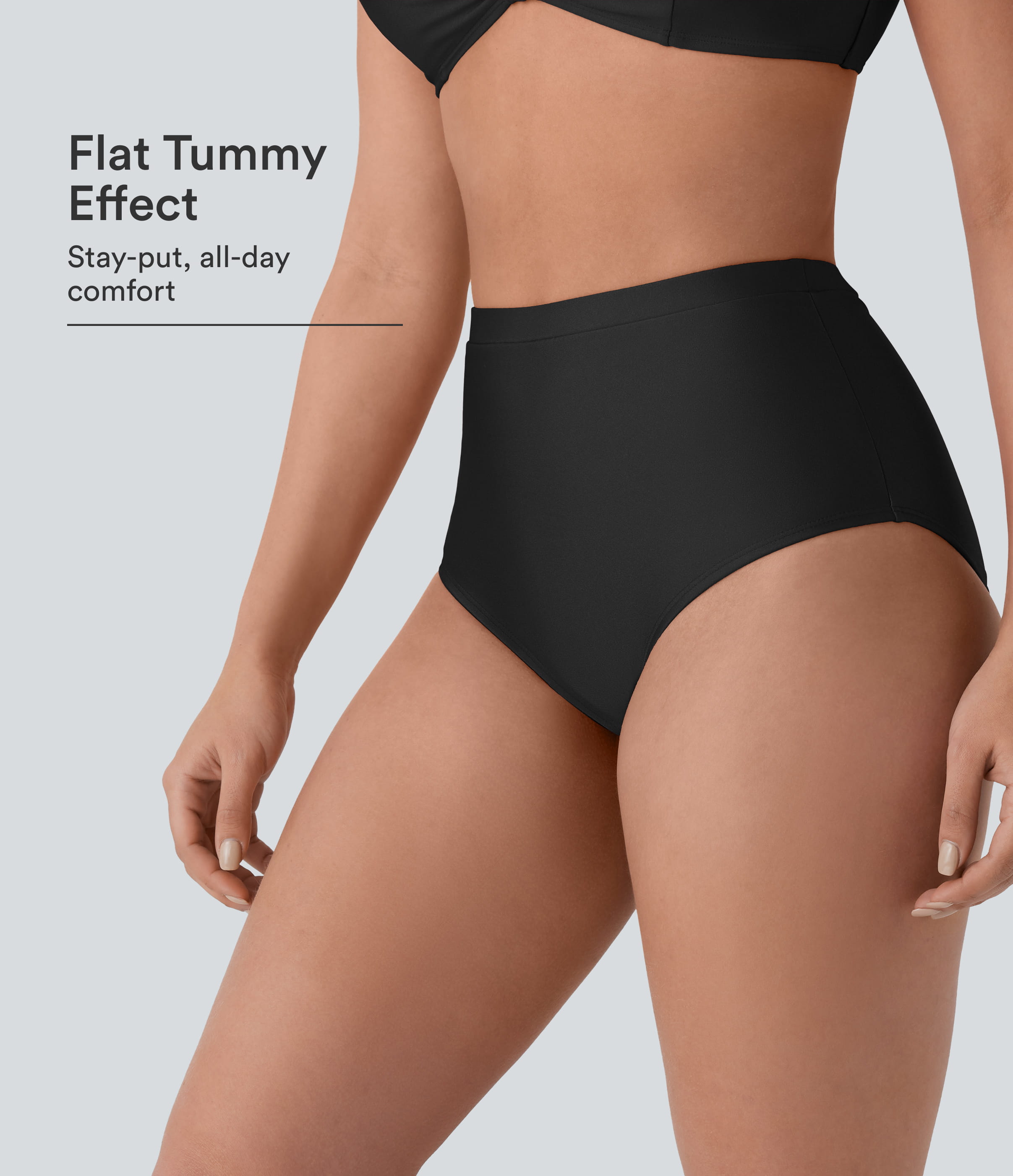 High Waisted Tummy Control Sheen Bikini Bottom Swimsuit