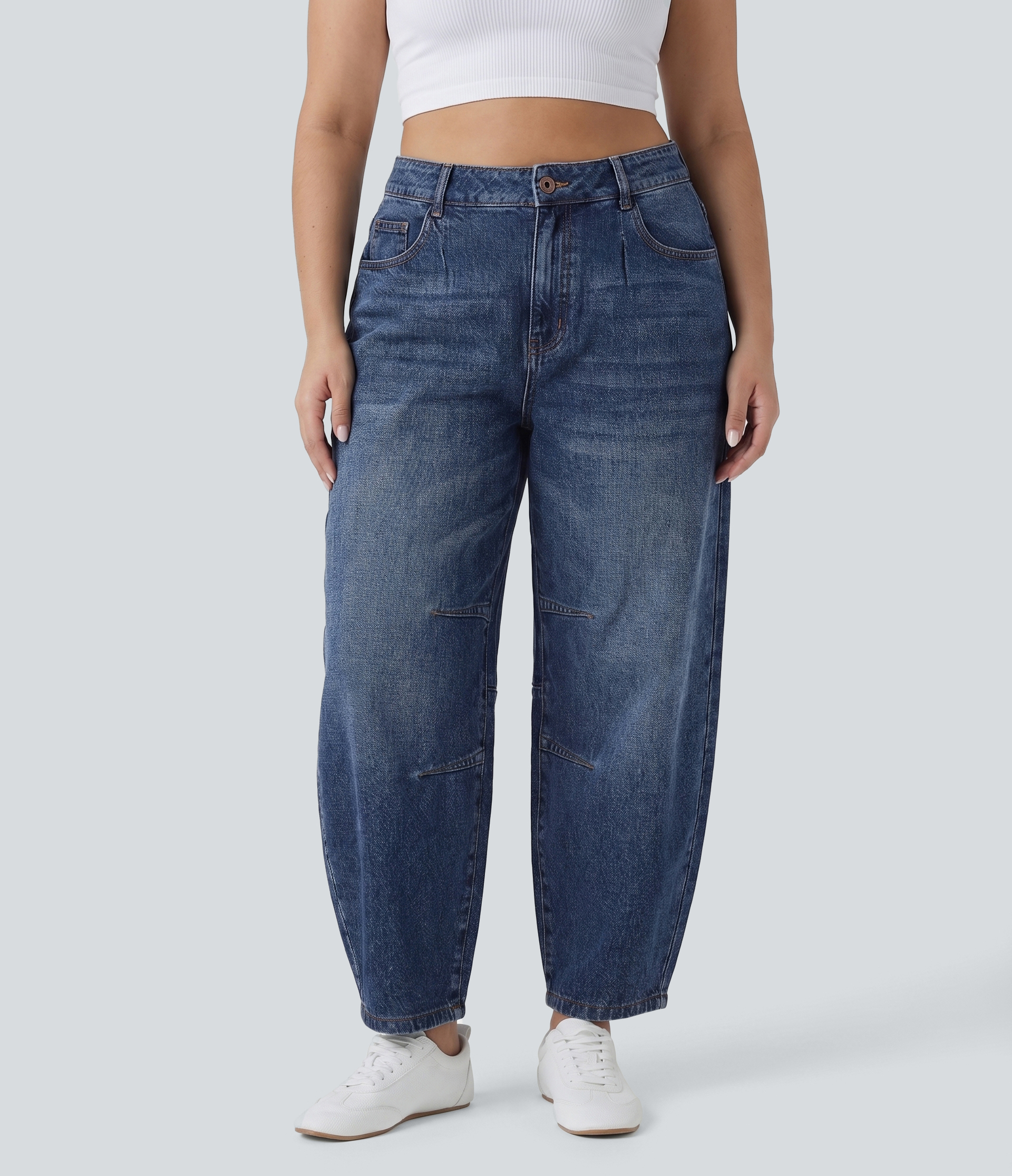 Halara Flex™ Low Rise Barrel Leg Casual Plus Size Jeans with Pockets