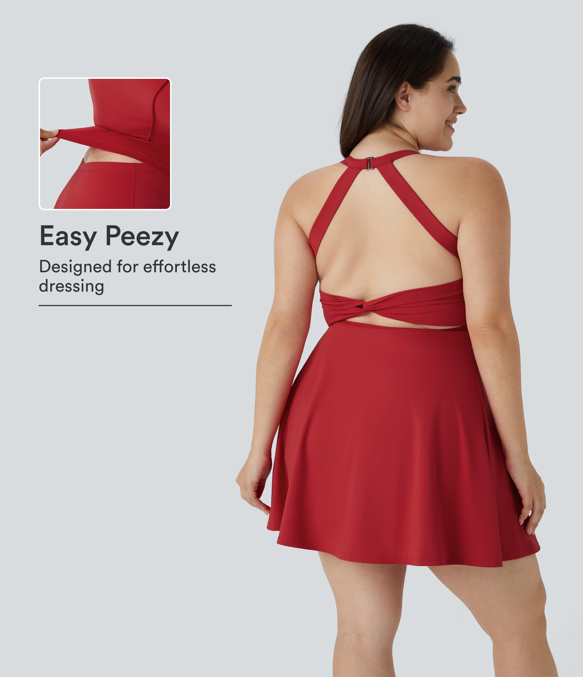 Cut Out Pocket 2-in-1 Exercise Plus Size Dress-Easy Peezy
