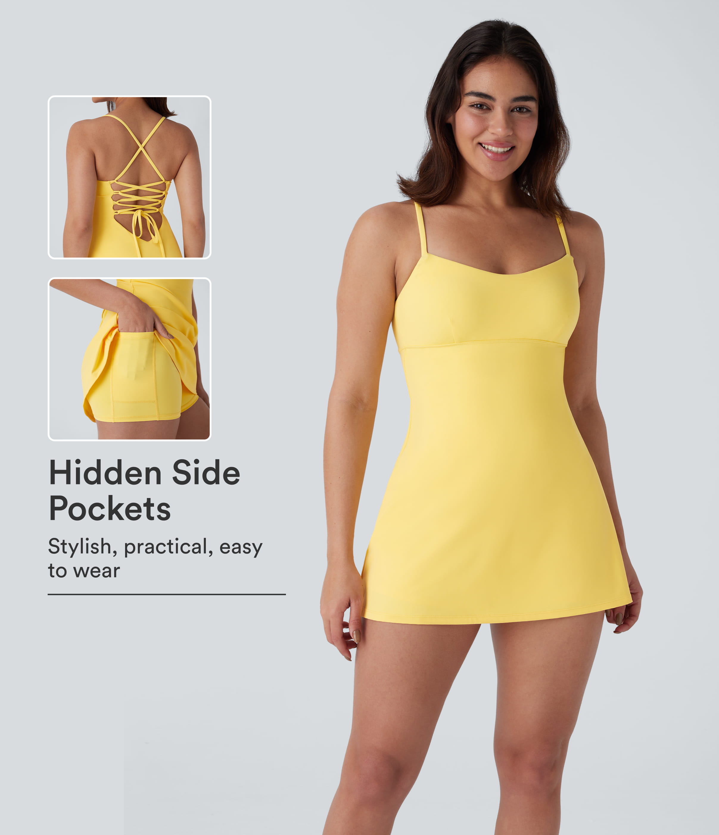 SoftlyZero™ Vestido Deslizante Aireado 2 en 1 con Bolsillos Mini Fresco al Tacto para Danza Activa