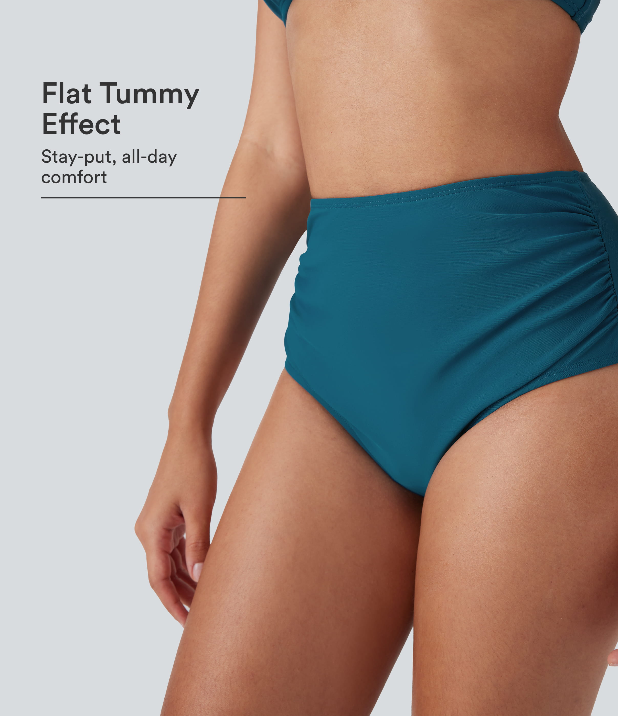 High Waisted Tummy Control Ruched Bikini Bottom Swimsuit
