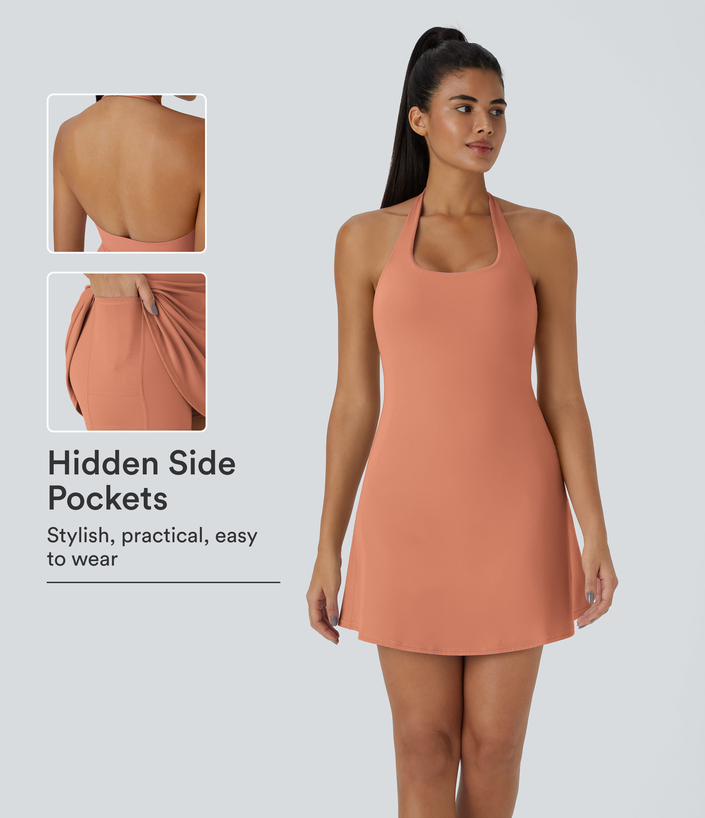 SoftlyZero™ Plush Halter 2-in-1 Pocket Mini Slip Active Dress