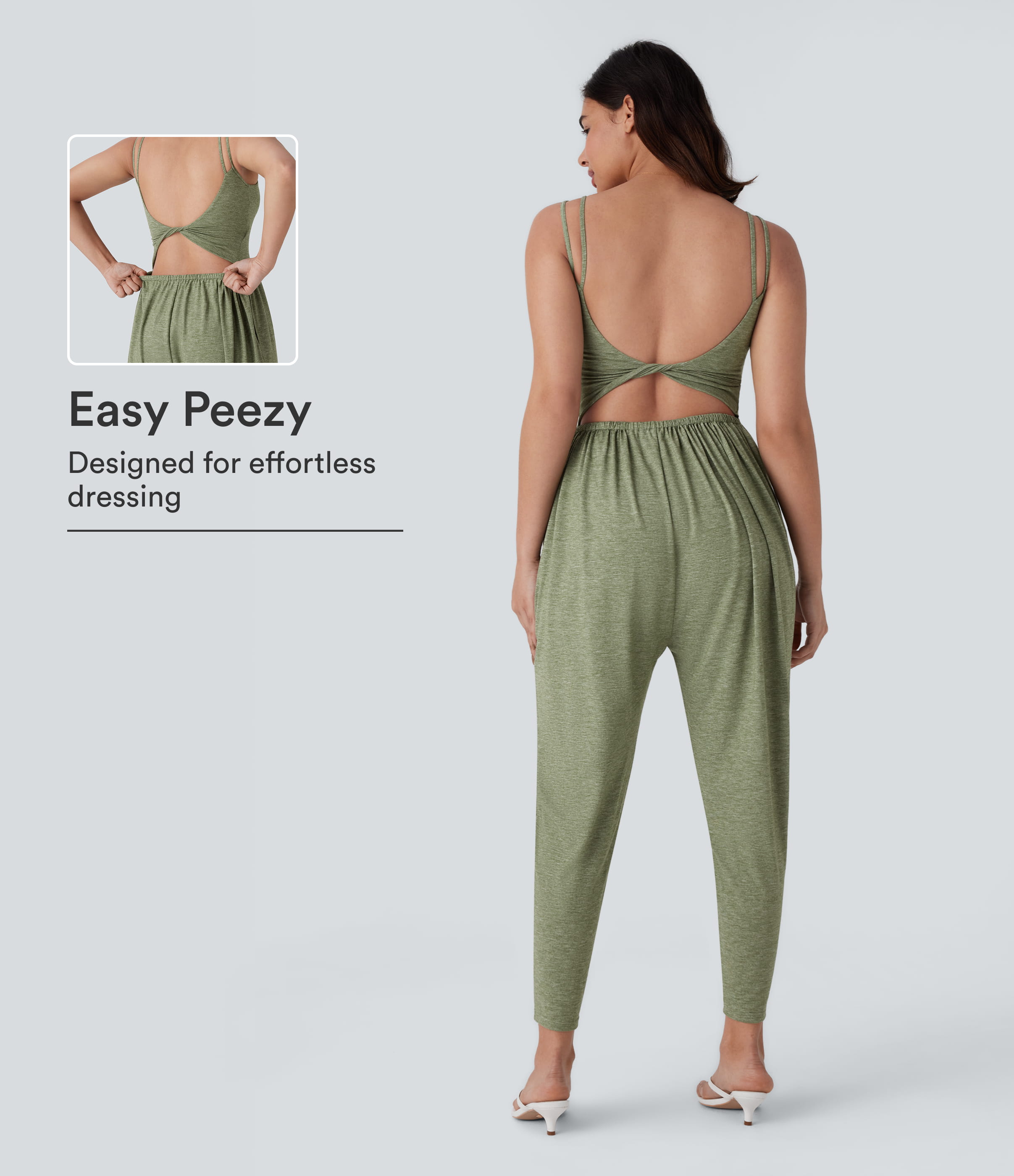 Double Straps Pocket Harem Casual Jumpsuit-Easy Peezy