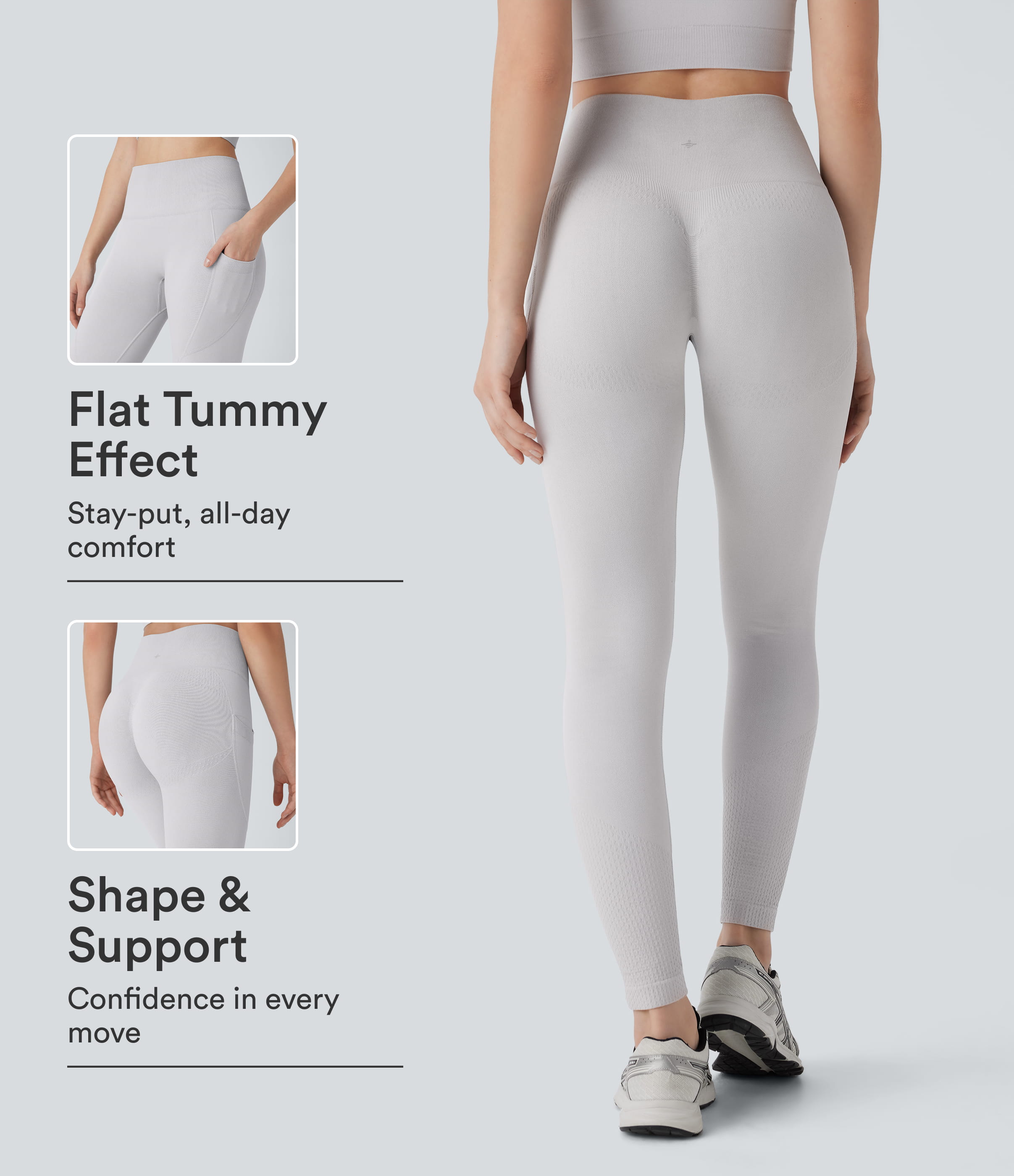 OneForm Seamless Flow High Waisted Tummy Control Butt Lifting Pocket Yoga Leggings