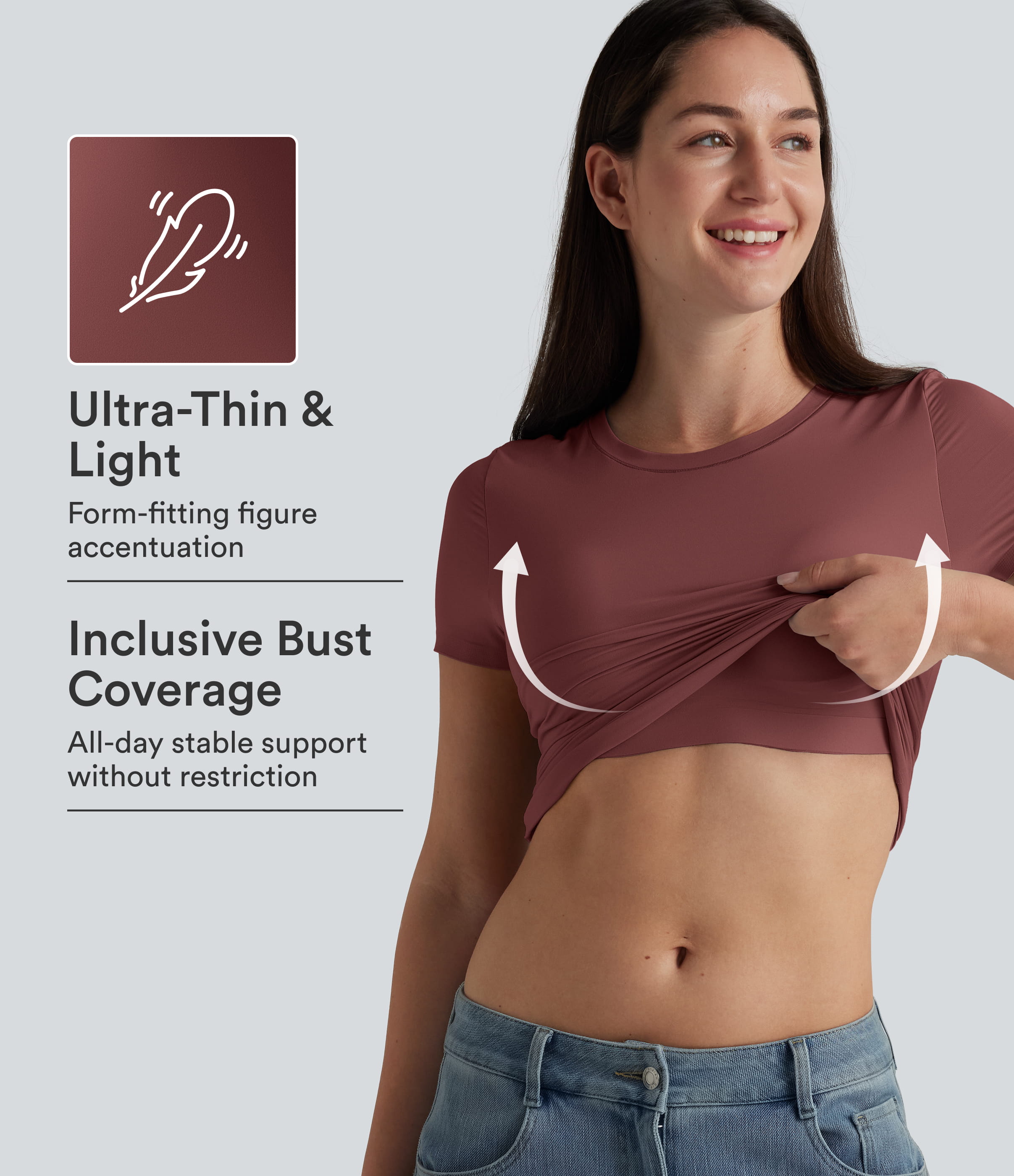 Scoop Neck Short Sleeve Built-in Bra Casual T-Shirt