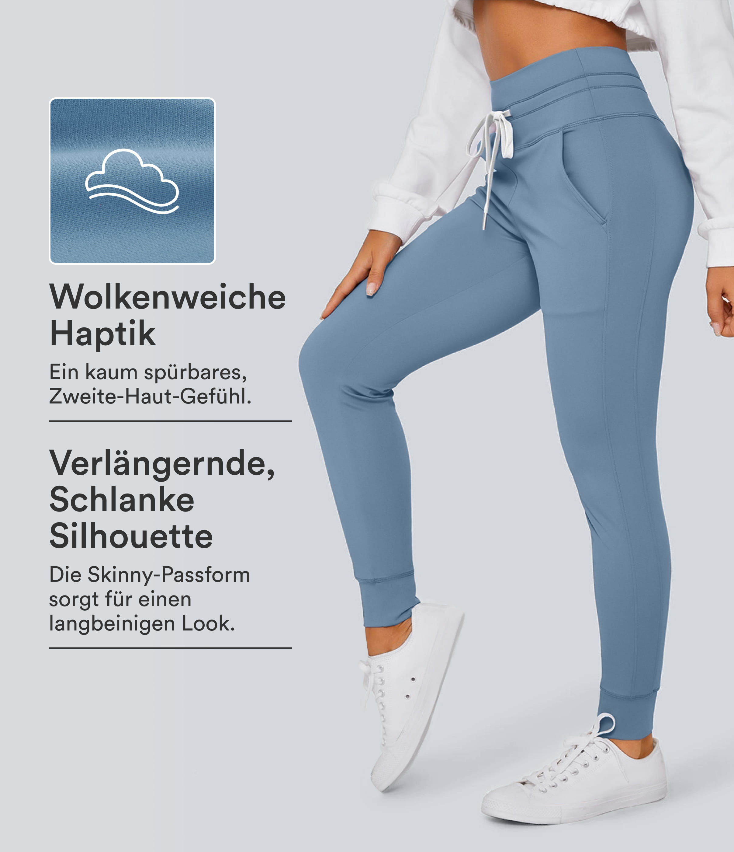 Softlyzero™ Plush Jogginghose mit hohem Bund, Kordelzug, Seitentasche, schlichte Jogginghose in voller Länge