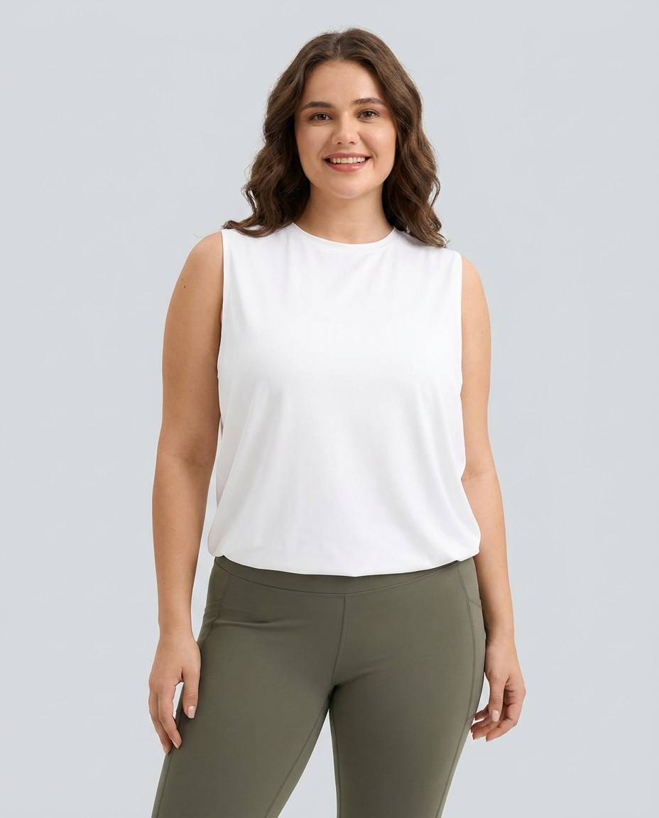 Plus Size Round Neck Cool Touch Yoga Tank Top-UPF50+