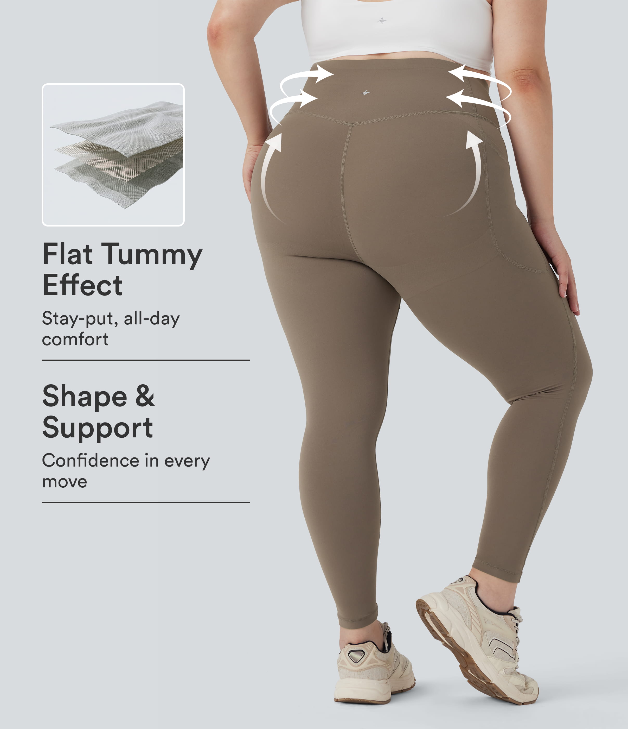 Plus Size Halara UltraSculpt™ High Waisted Butt Lifting Tummy Control Shaping Training Leggings with Pockets