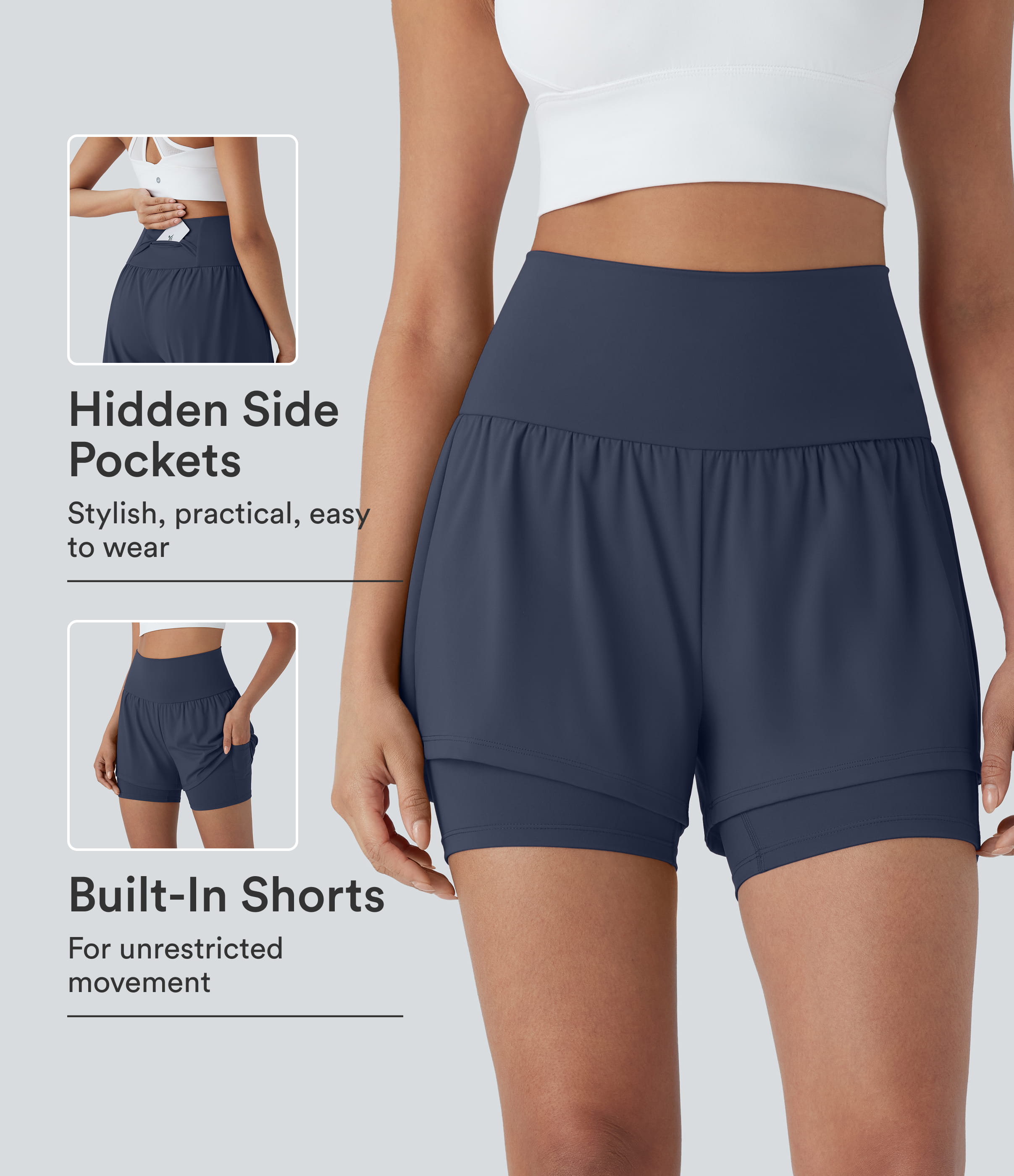 Short de yoga SoftlyZero™ Airy Super High Waisted 2-en-1 Cool Touch 5'' avec poches