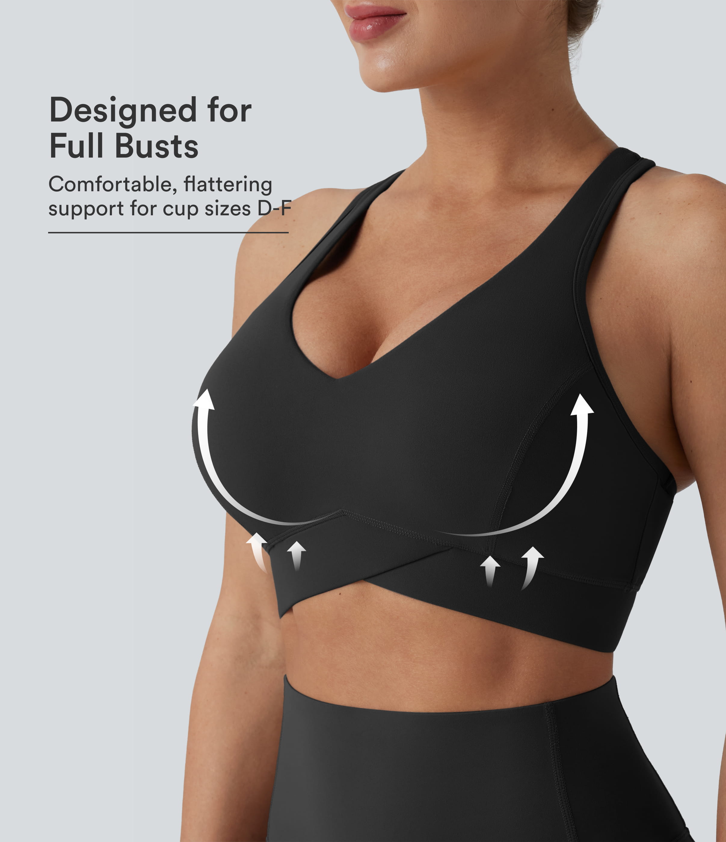 Halara UltraSculpt™ Light Support V Neck Racerback Running Sports Bra D-F Cups