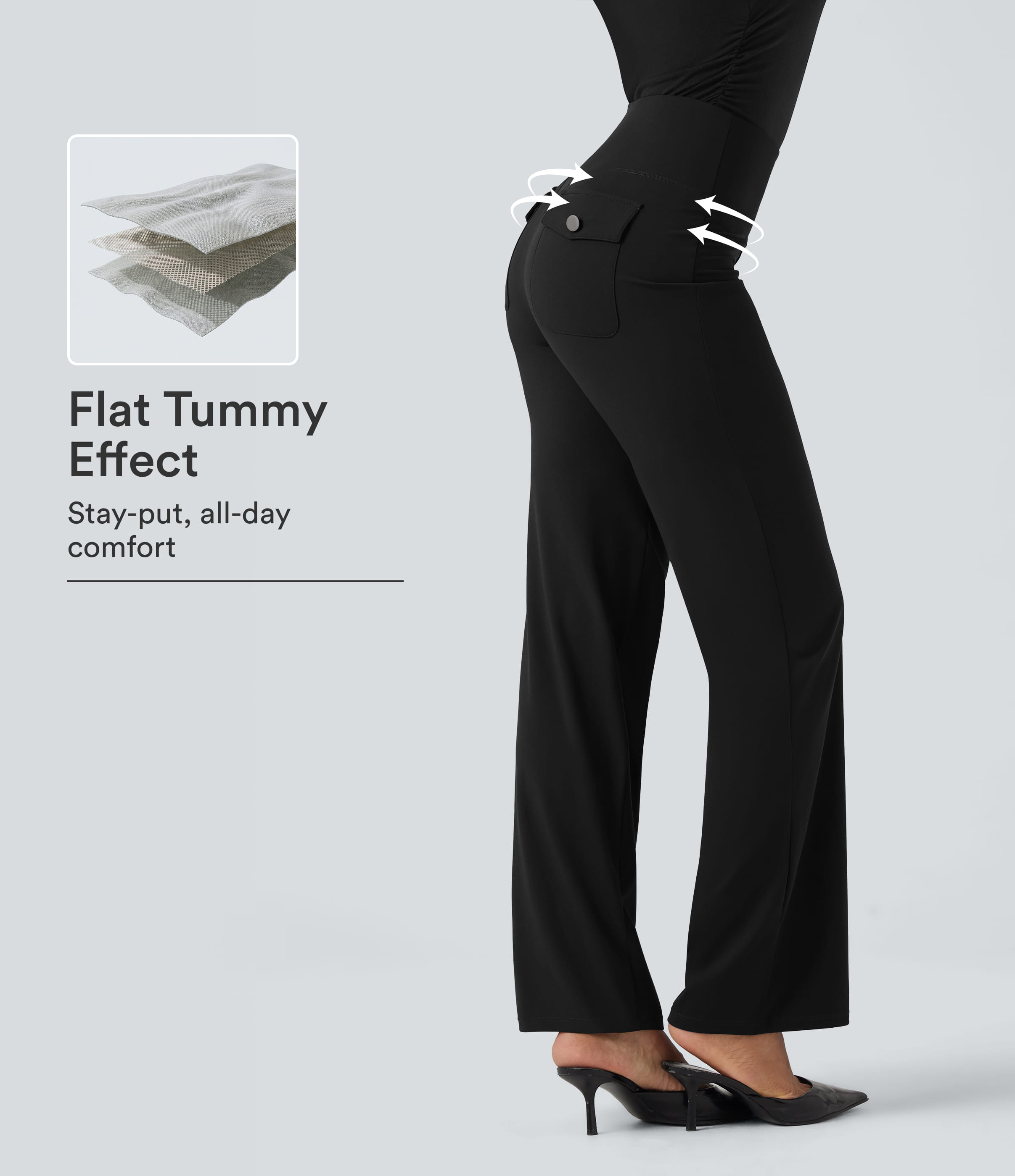 Halara UltraSculpt™ SoCinched pantalones de trabajo de tiro alto con control abdominal, pierna recta y bolsillos