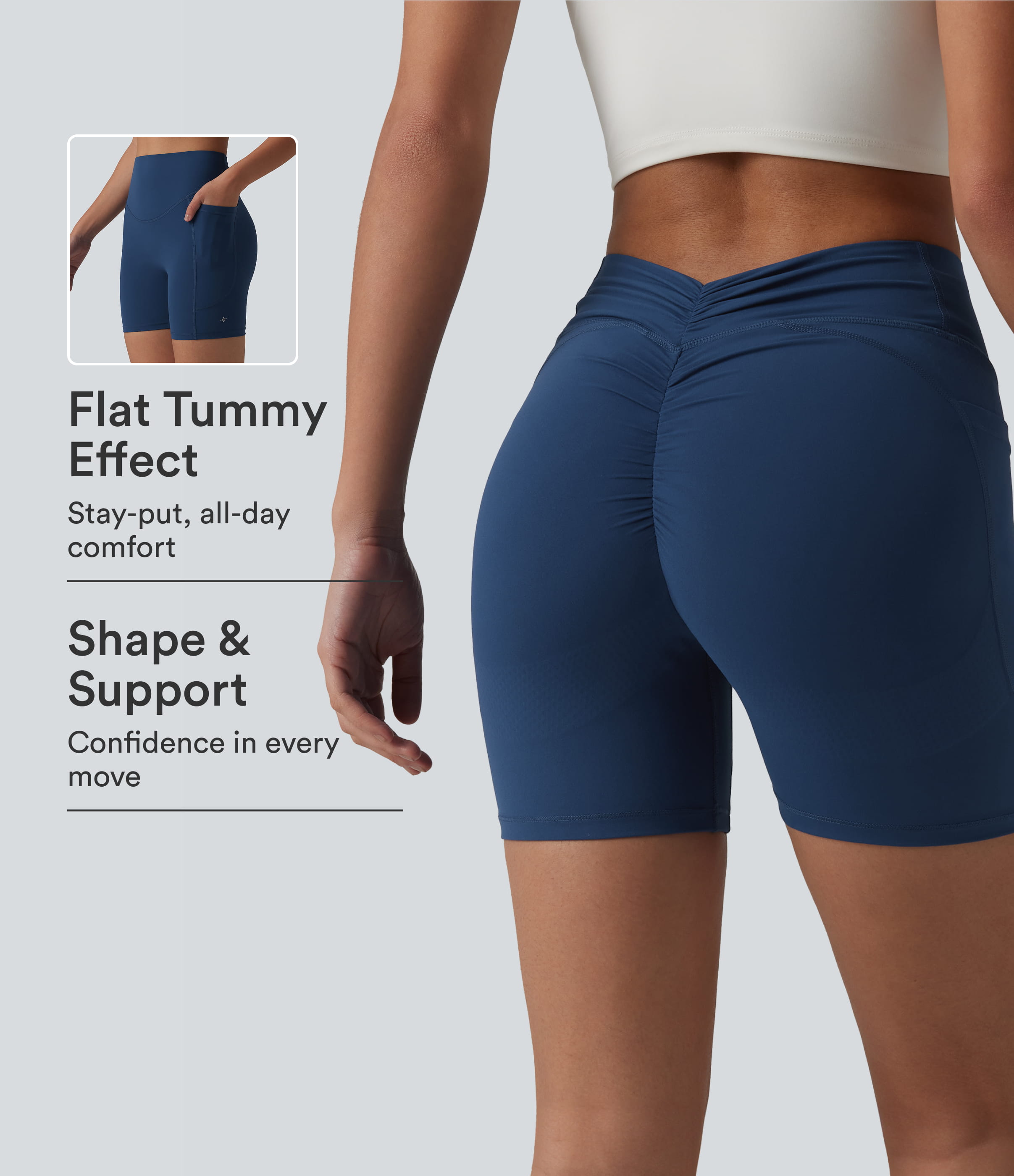 Halara UltraSculpt™ High Waisted Tummy Control Butt Lifting Workout Biker Shorts 5'' with Pockets
