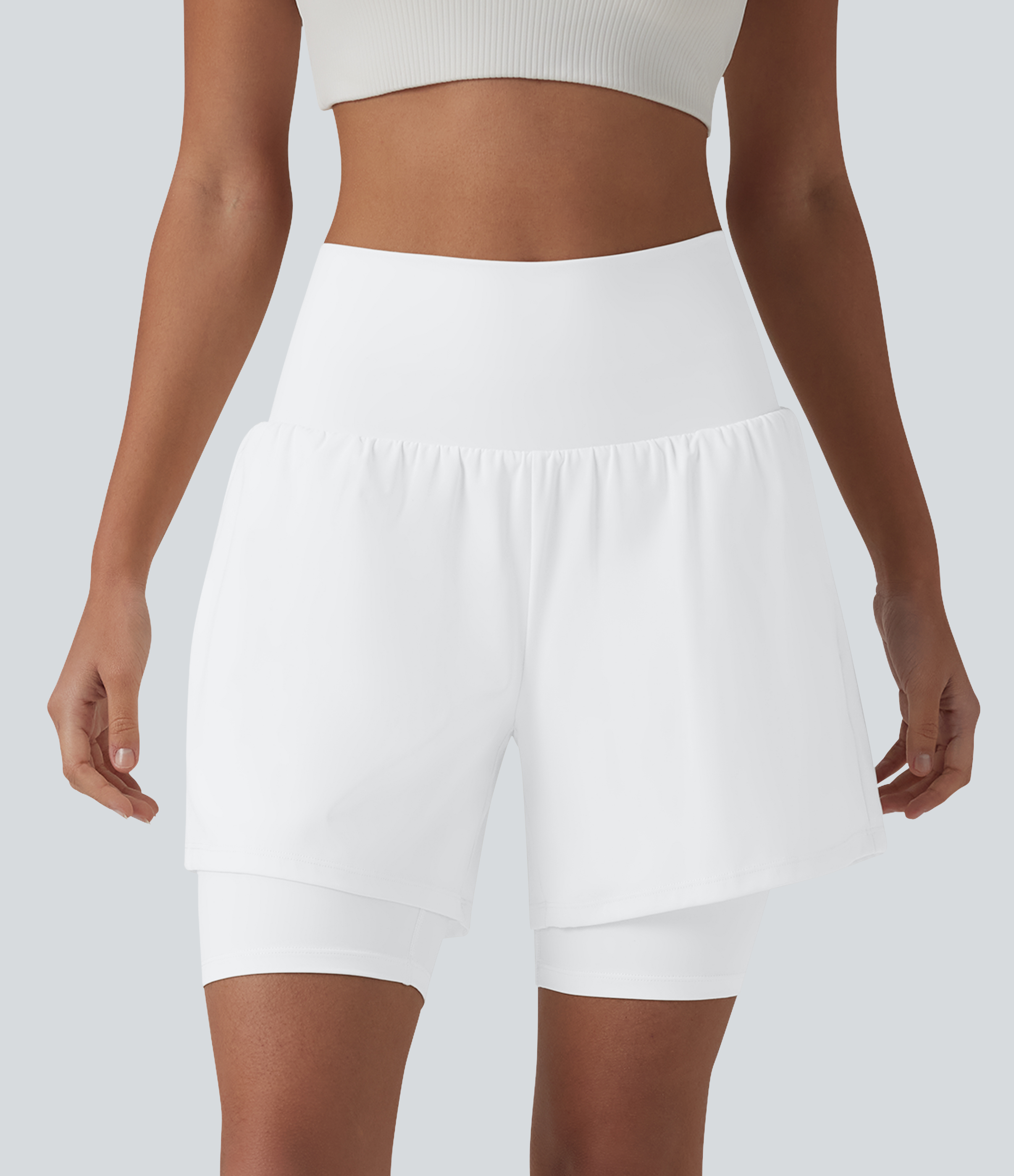 SoftlyZero™ Short de yoga 2-en-1 aérien, taille extra-haute, toucher frais, 7'' avec poches