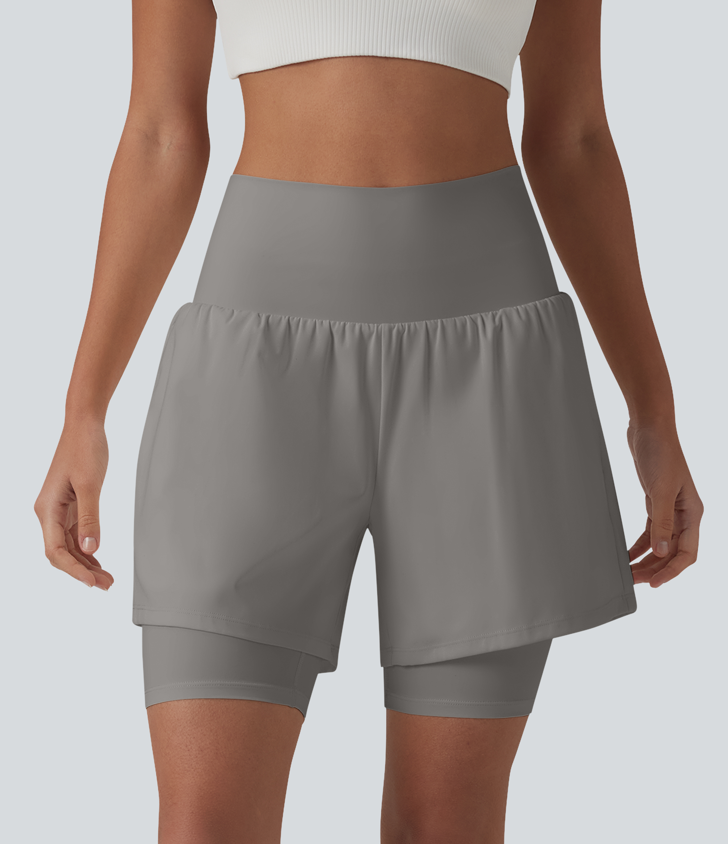 SoftlyZero™ Airy Super High Waisted 2-in-1 Cool Touch Yoga Shorts 7'' with Pockets