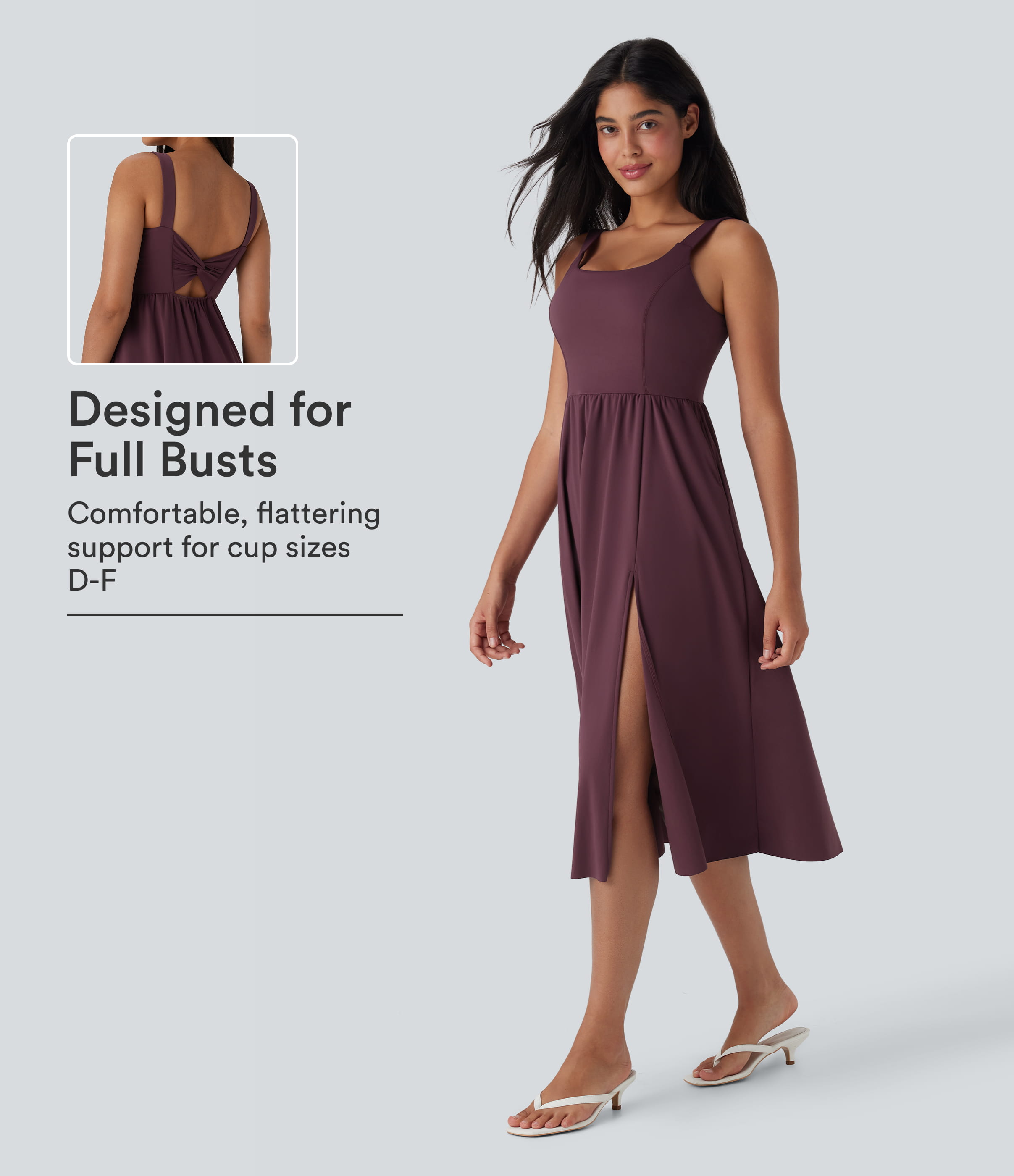 SoftlyZero™ Airy Padded Cool Touch Midi Casual Dress with Pockets D-F Cups